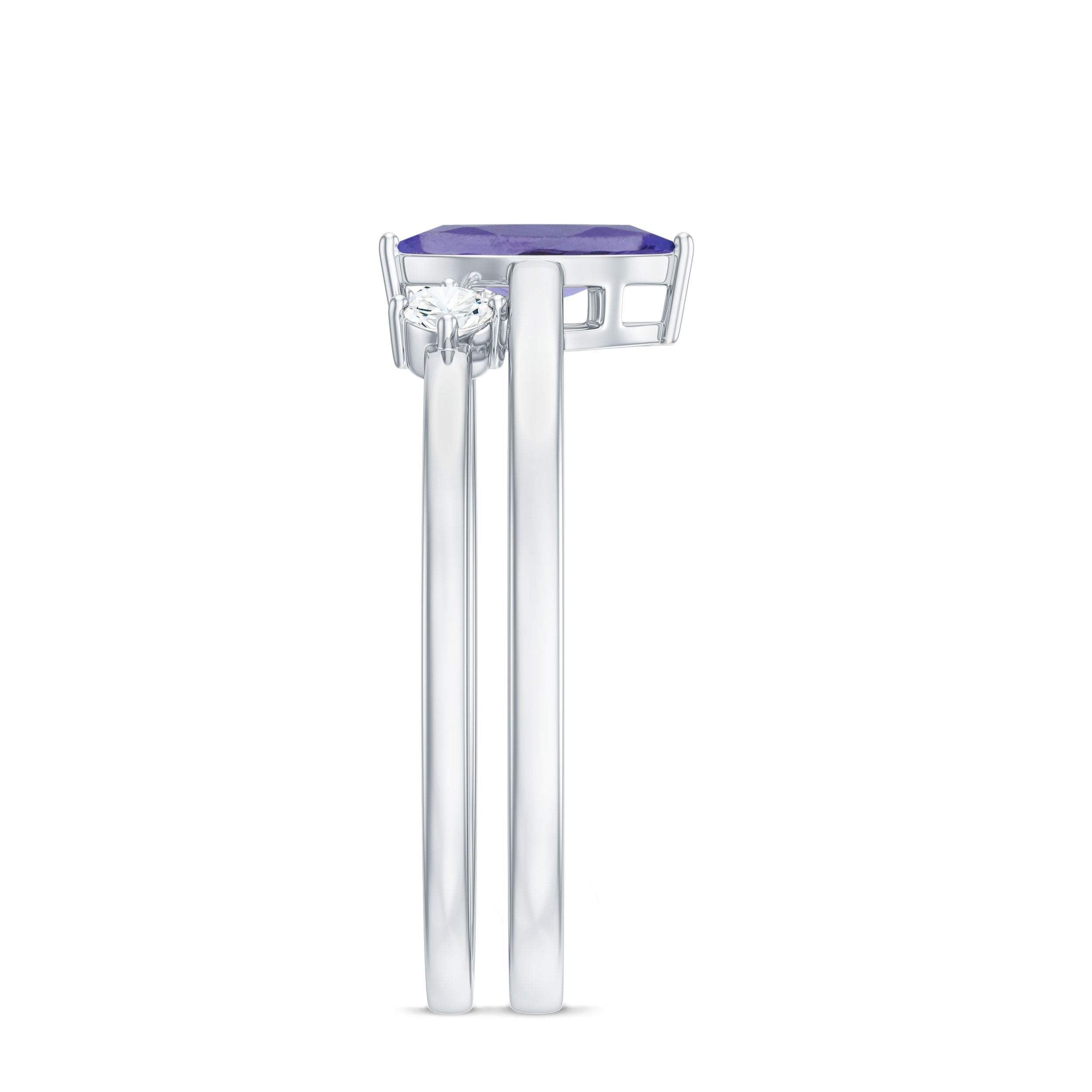 Natural Marquise Tanzanite Diamond Promise Ring Set of 2