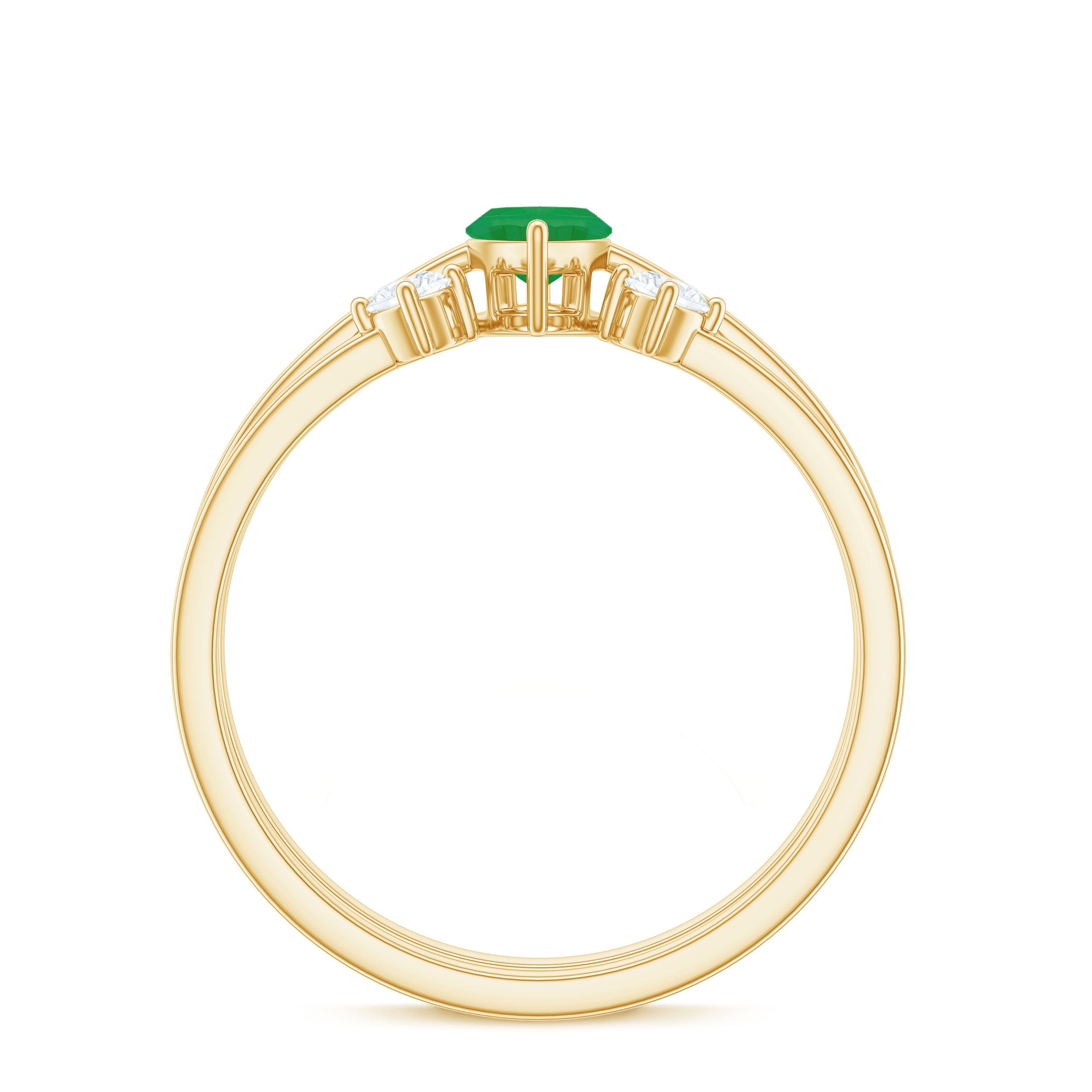 Natural Marquise Emerald Diamond Promise Ring Set of 2