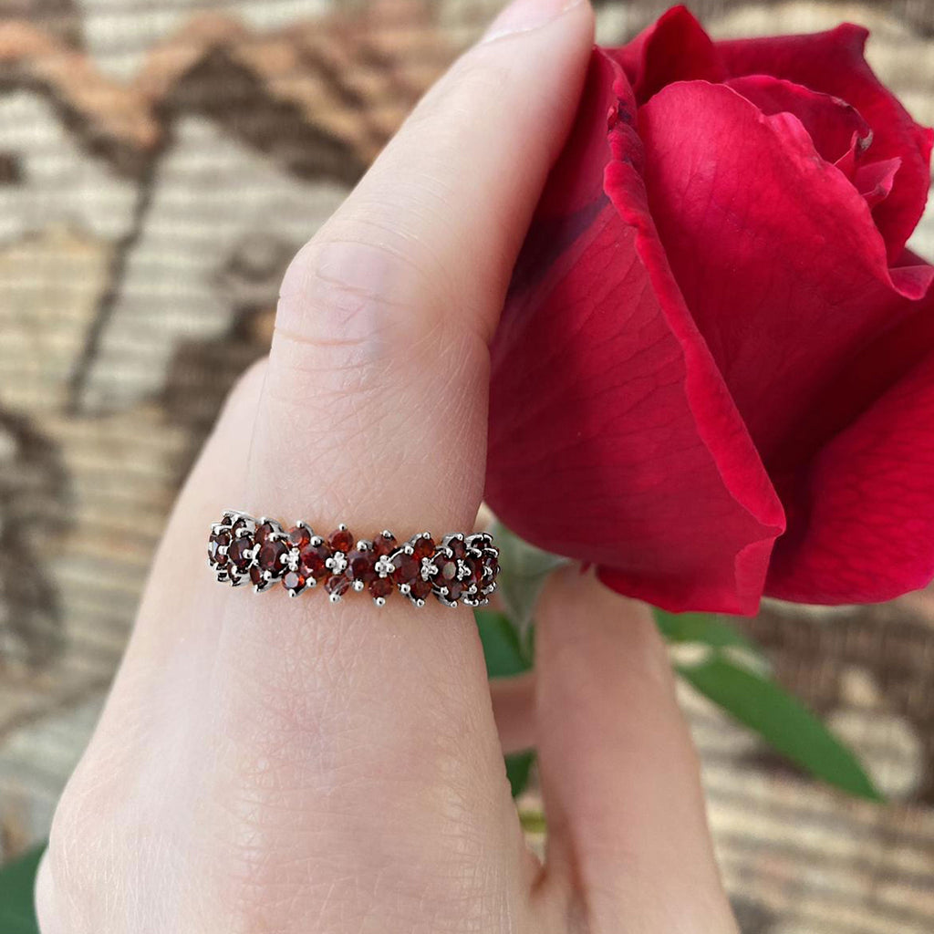 Certified Natural Garnet Eternity Band Ring