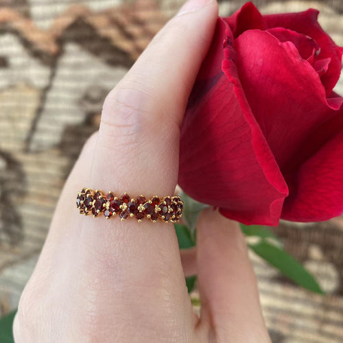 Certified Natural Garnet Eternity Band Ring