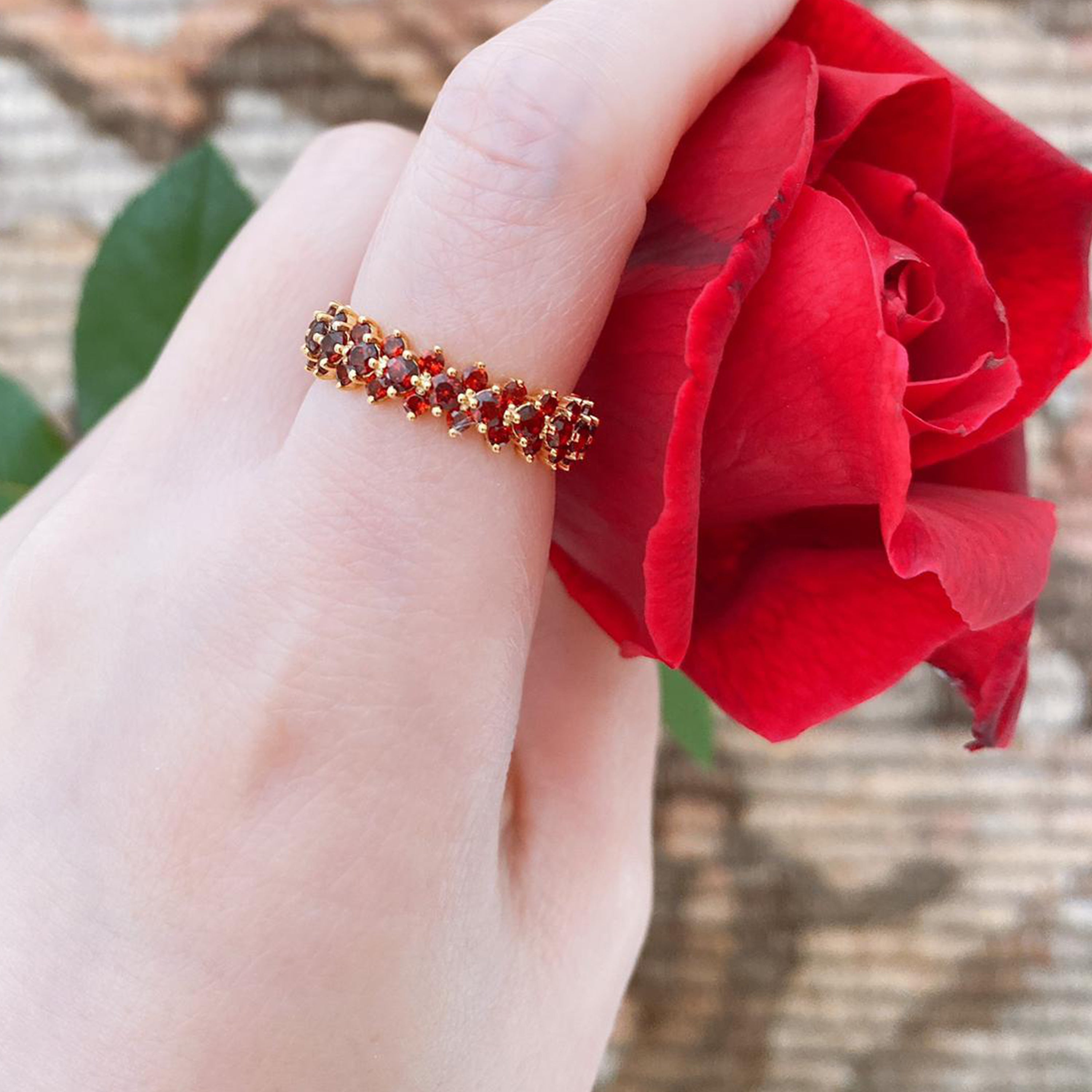 Certified Natural Garnet Eternity Band Ring