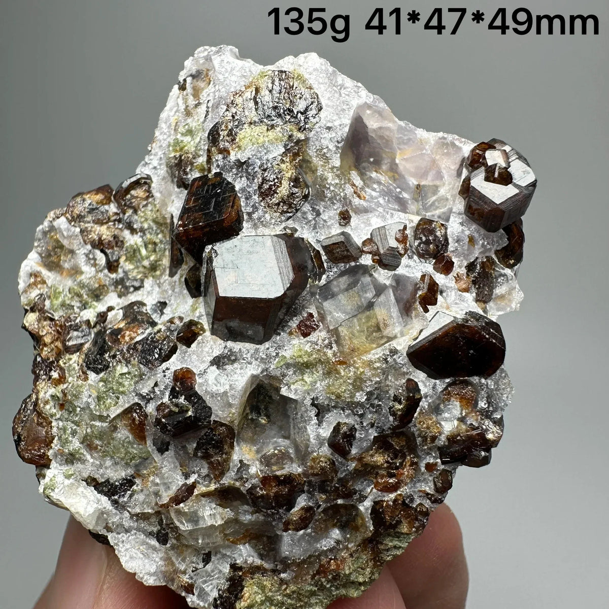 Andradite Garnet Cluster Raw Crystal Mineral Specimen in Calcite Matrix