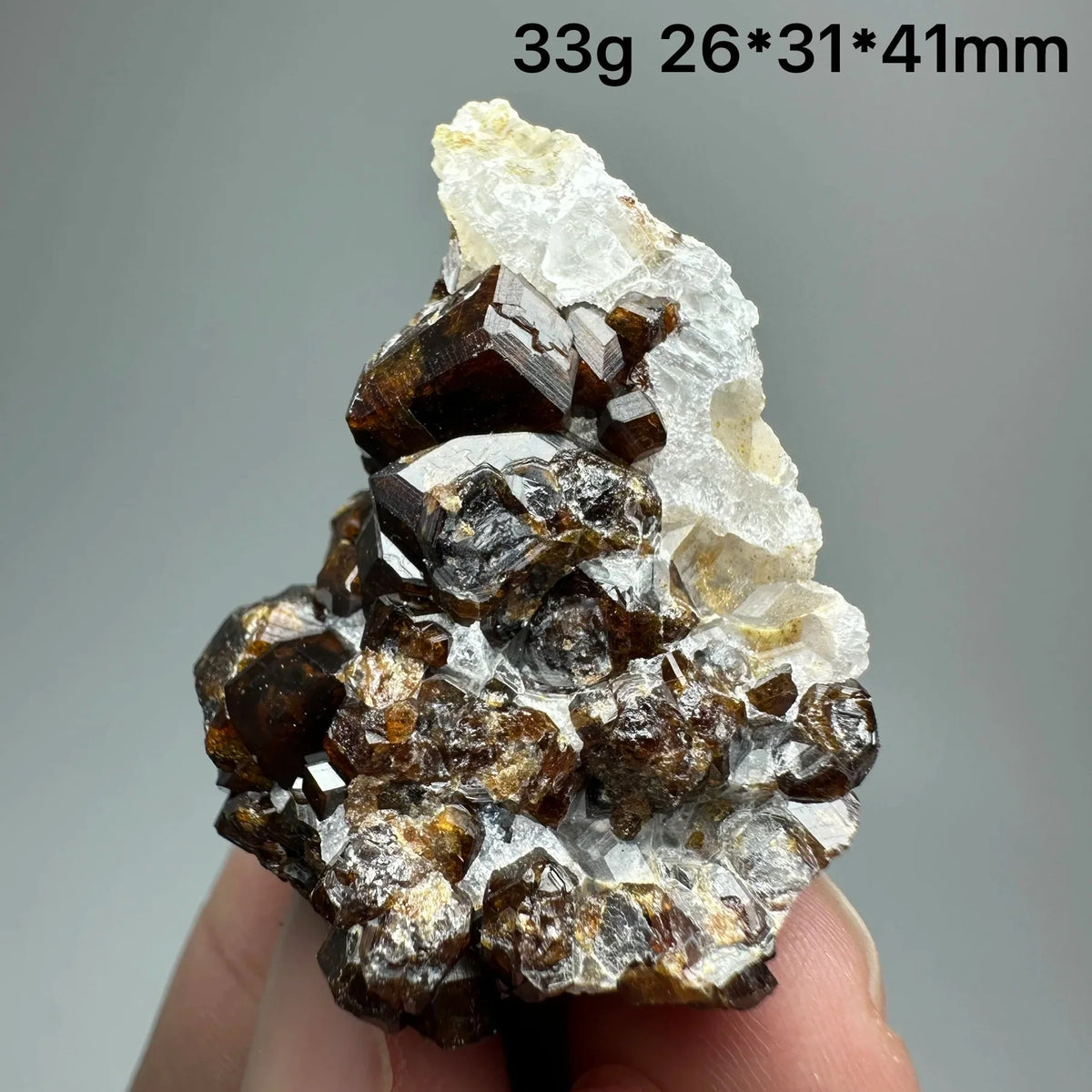 Andradite Garnet Cluster Raw Crystal Mineral Specimen in Calcite Matrix