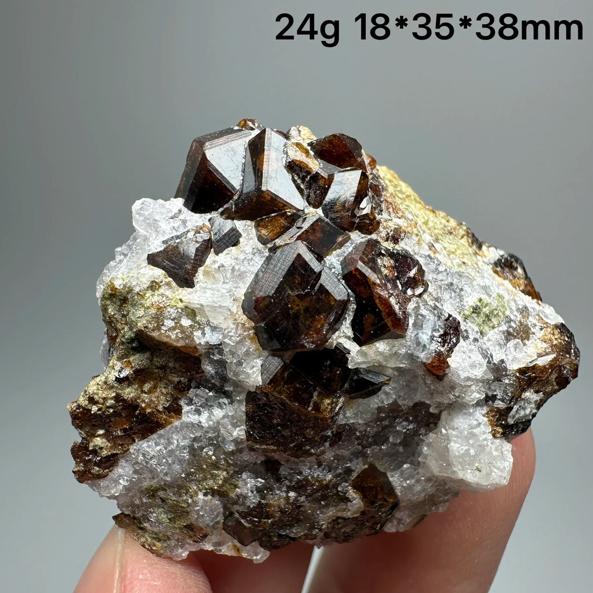 Andradite Garnet Cluster Raw Crystal Mineral Specimen in Calcite Matrix