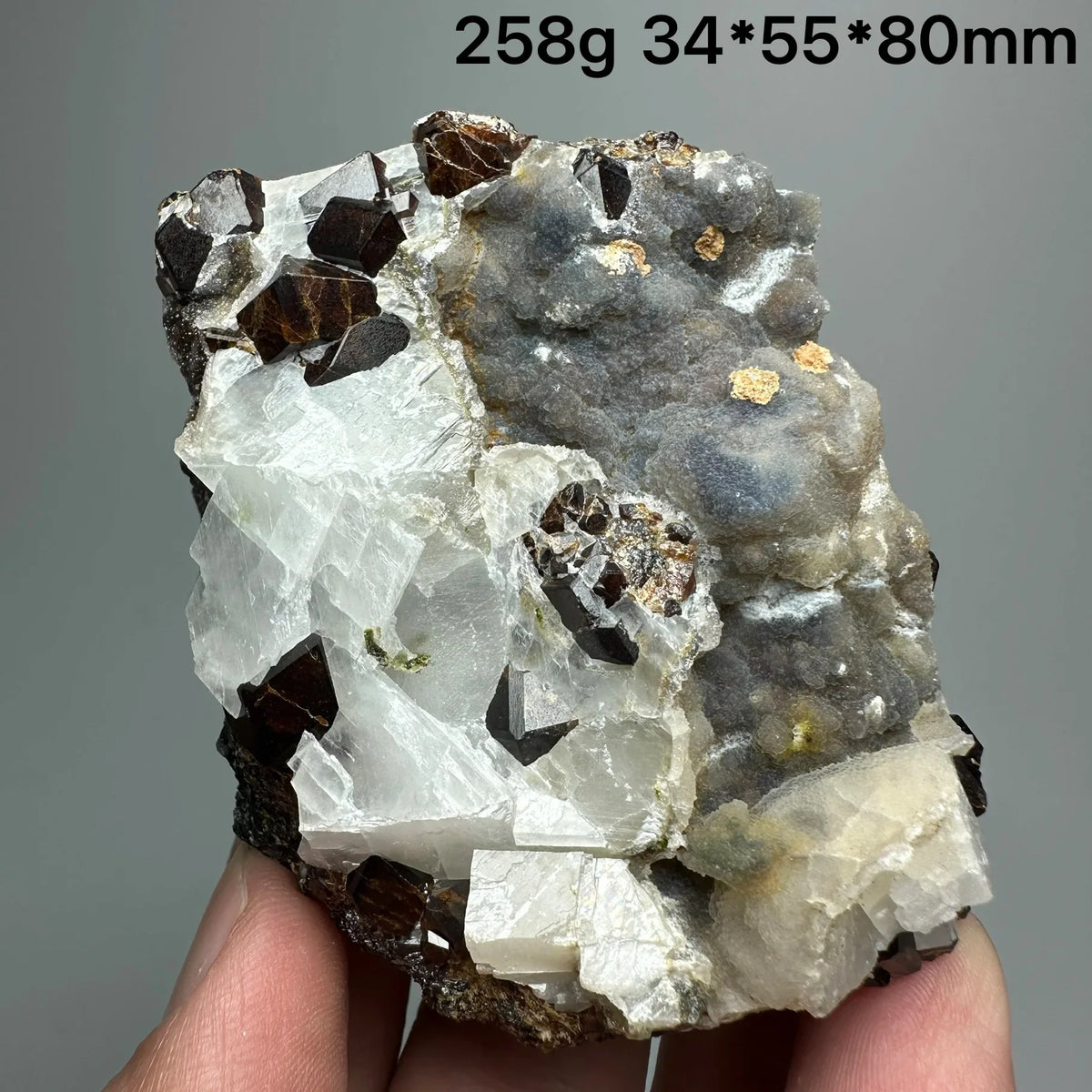 Andradite Garnet Cluster Raw Crystal Mineral Specimen in Calcite Matrix
