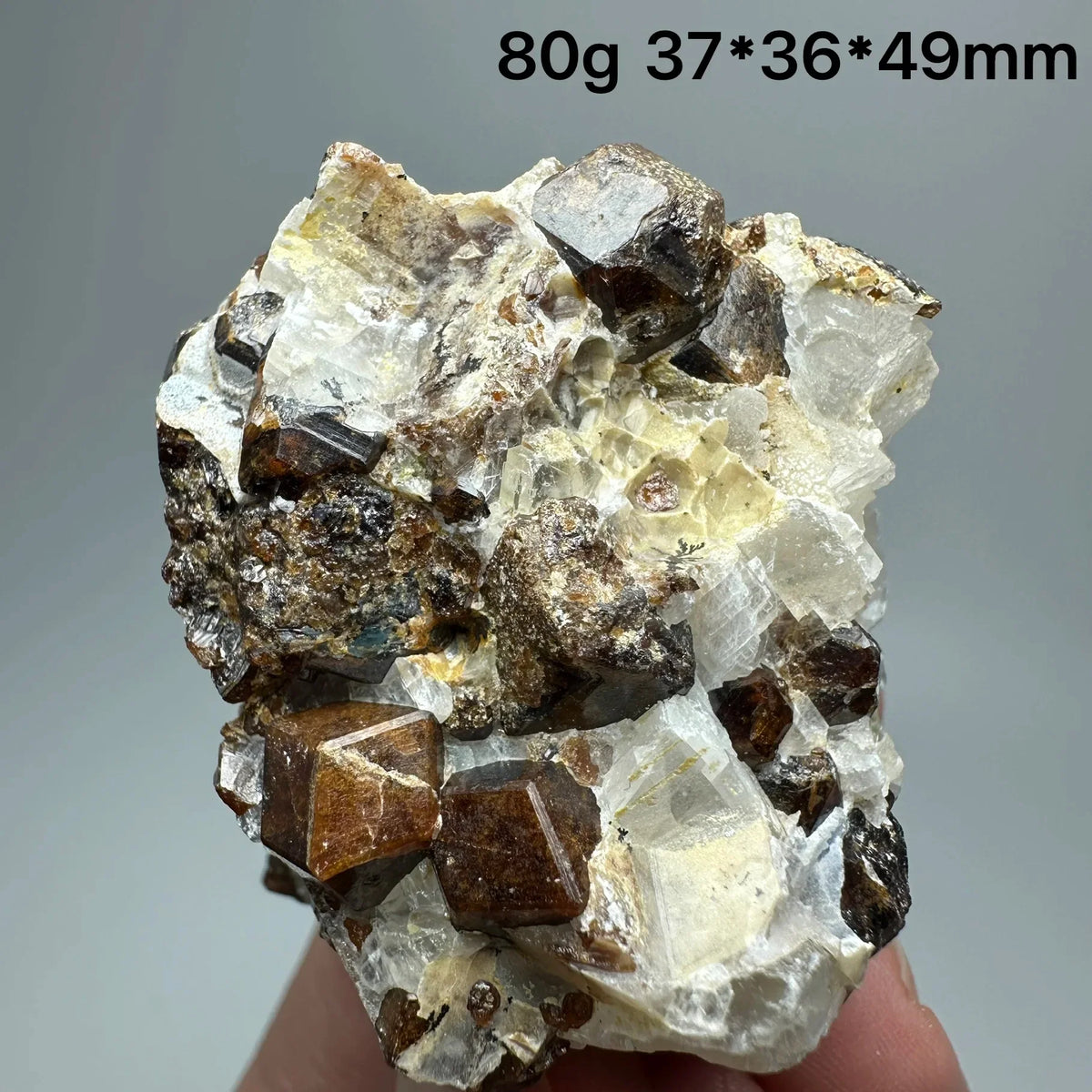 Andradite Garnet Cluster Raw Crystal Mineral Specimen in Calcite Matrix