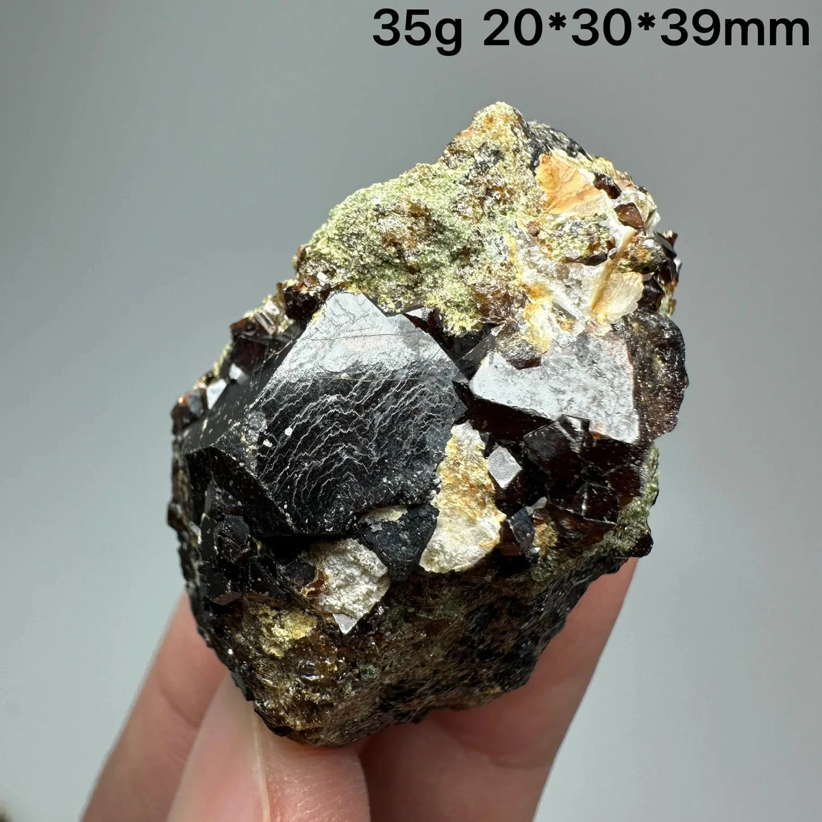 Andradite Garnet Cluster Raw Crystal Mineral Specimen in Calcite Matrix