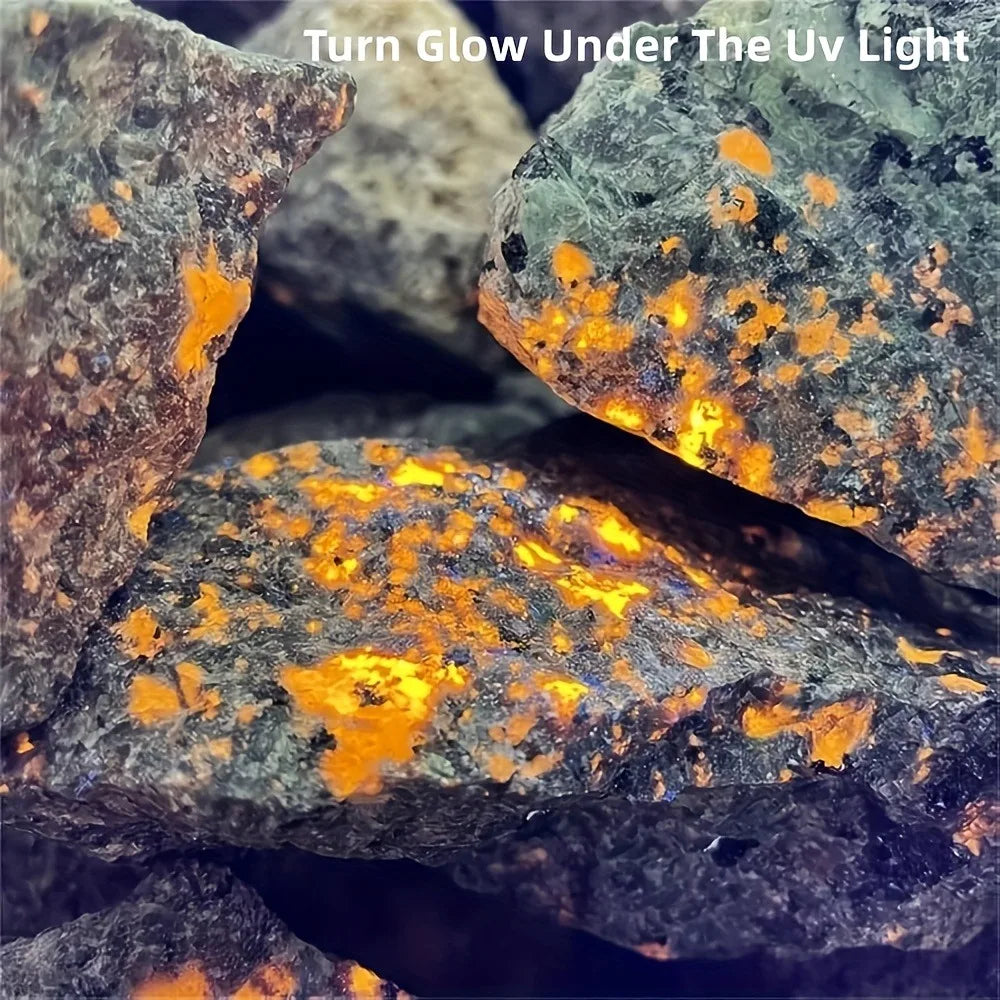 Natural Yooperlite Stone Irregular Unpolished Flame Stone Raw Rock Crystal UV Glow Rough Quartz for Home Decoration