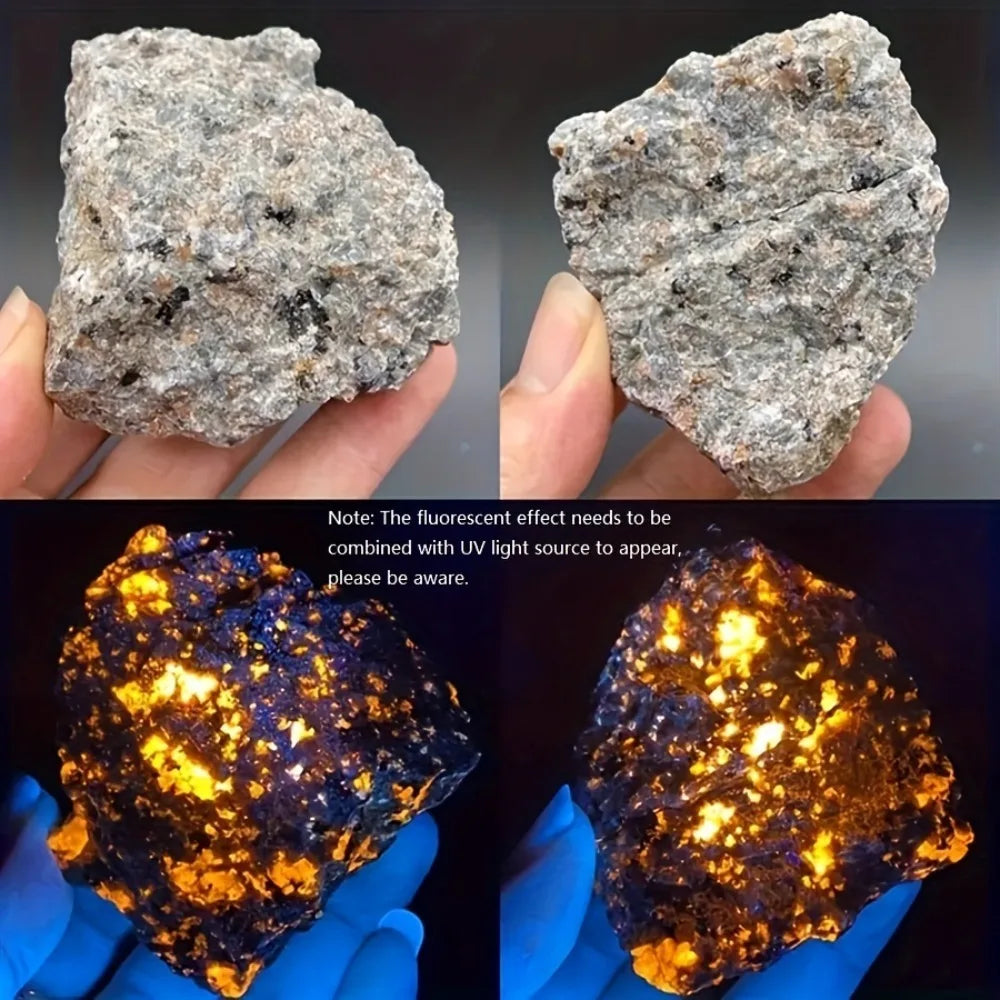 Natural Yooperlite Stone Irregular Unpolished Flame Stone Raw Rock Crystal UV Glow Rough Quartz for Home Decoration
