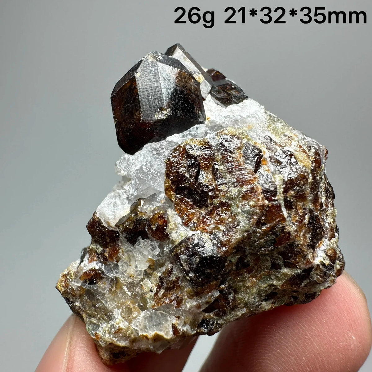 Andradite Garnet Cluster Raw Crystal Mineral Specimen in Calcite Matrix