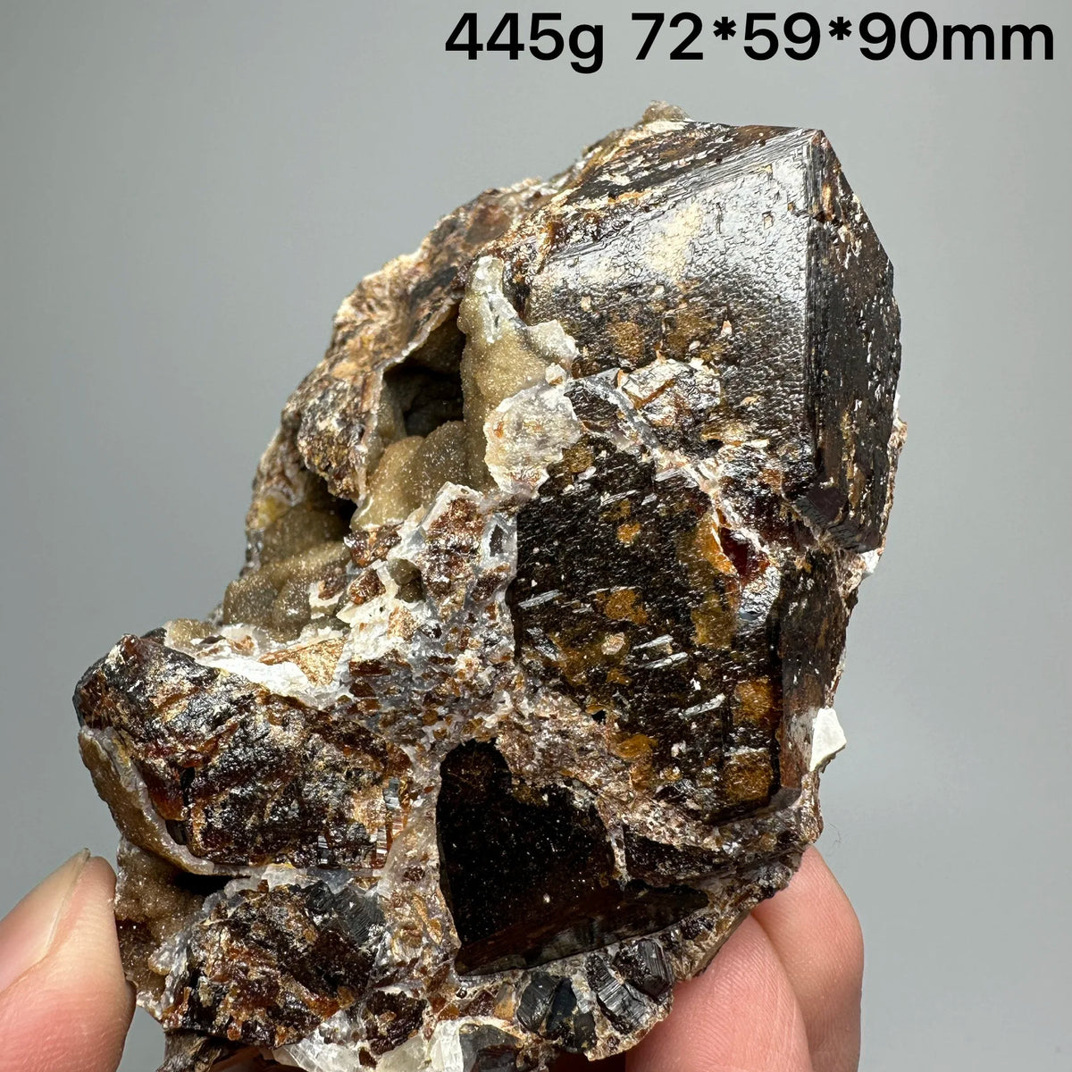Andradite Garnet Cluster Raw Crystal Mineral Specimen in Calcite Matrix
