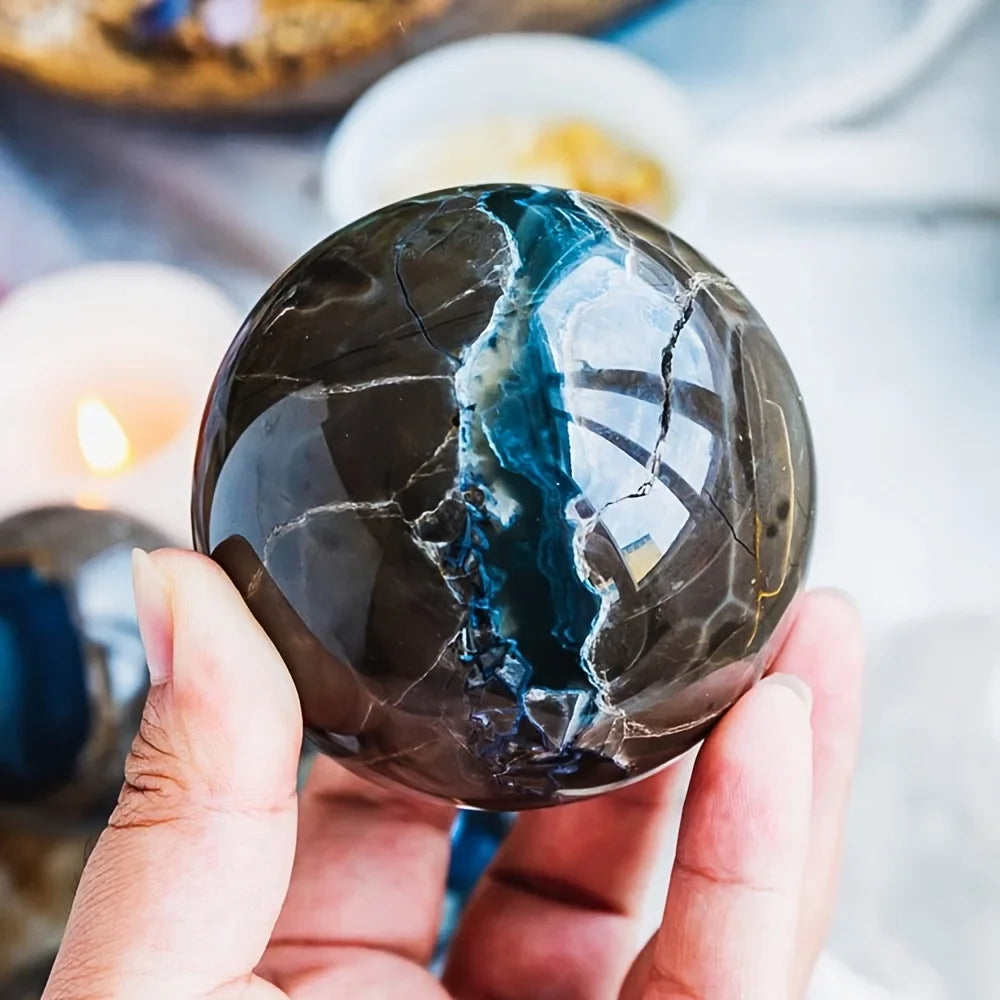 1 UV-Reactive Volcanic Agate Sphere