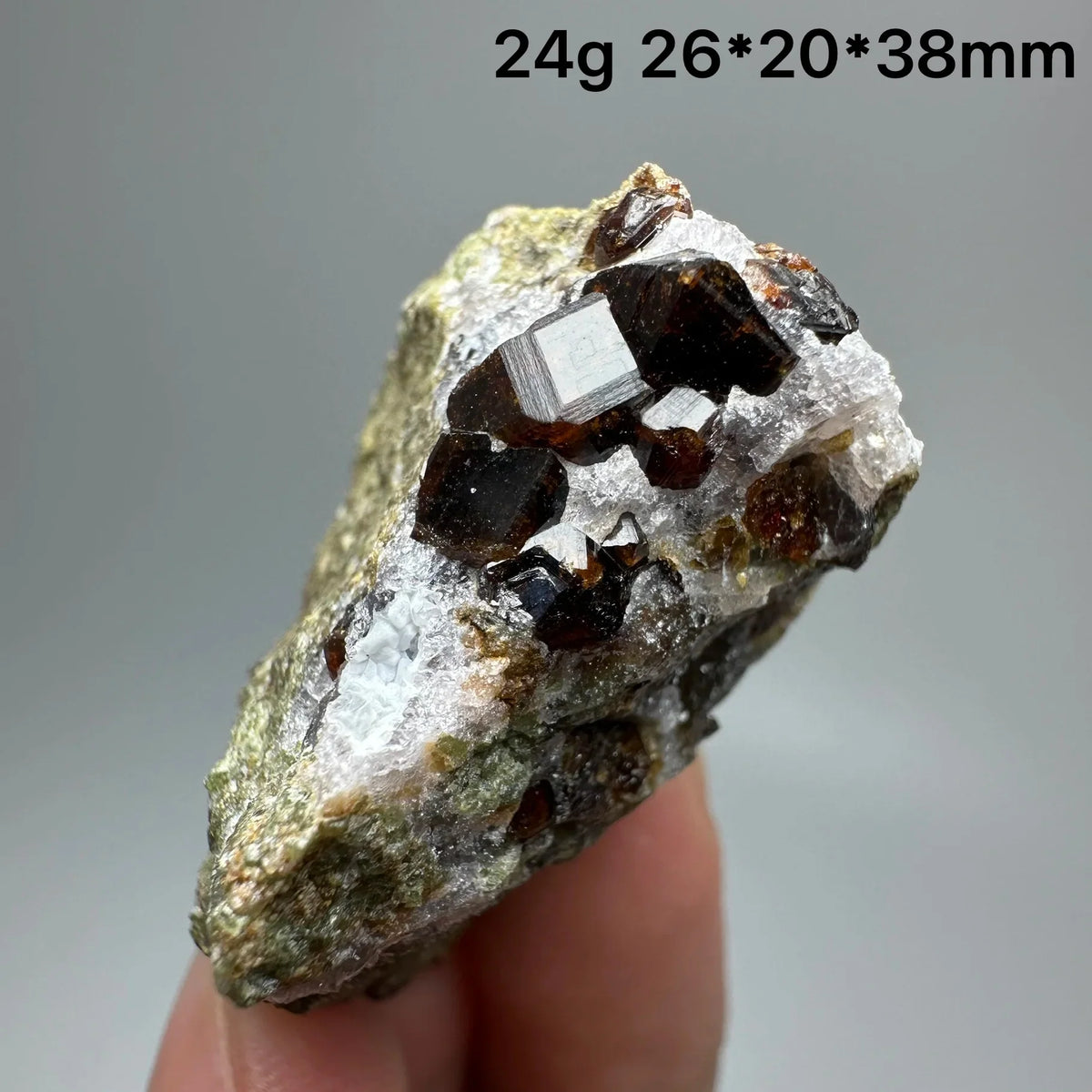 Andradite Garnet Cluster Raw Crystal Mineral Specimen in Calcite Matrix