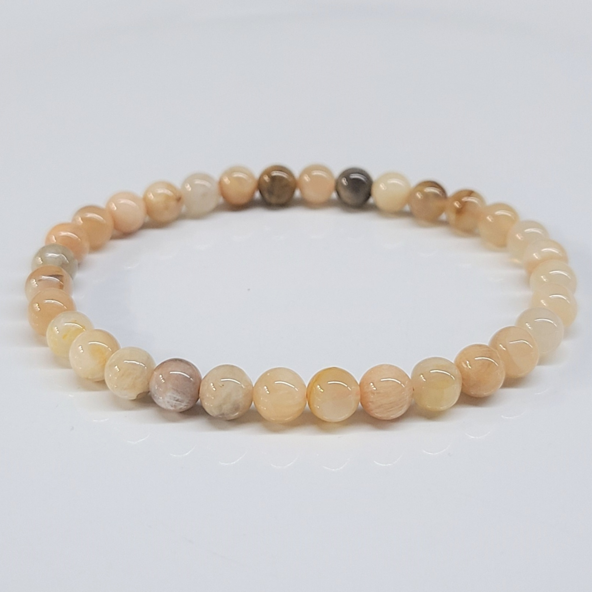 Peach Moonstone Round Bead Bracelet - Traveler's Blessing