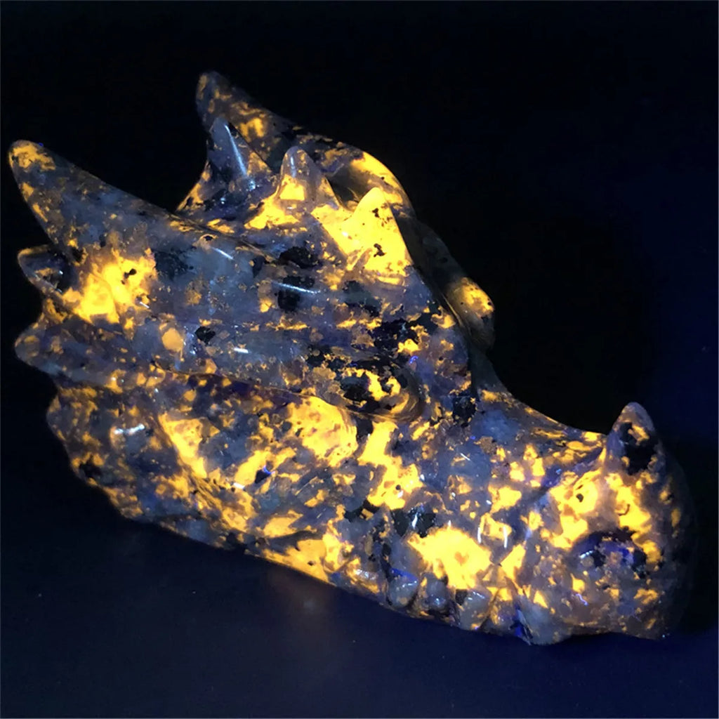 Natural Yooperlite Crystal Quartz Stone Dragon Head Hand-Carved
