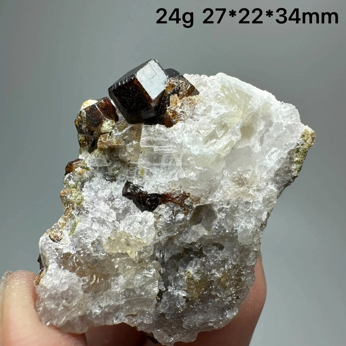 Andradite Garnet Cluster Raw Crystal Mineral Specimen in Calcite Matrix