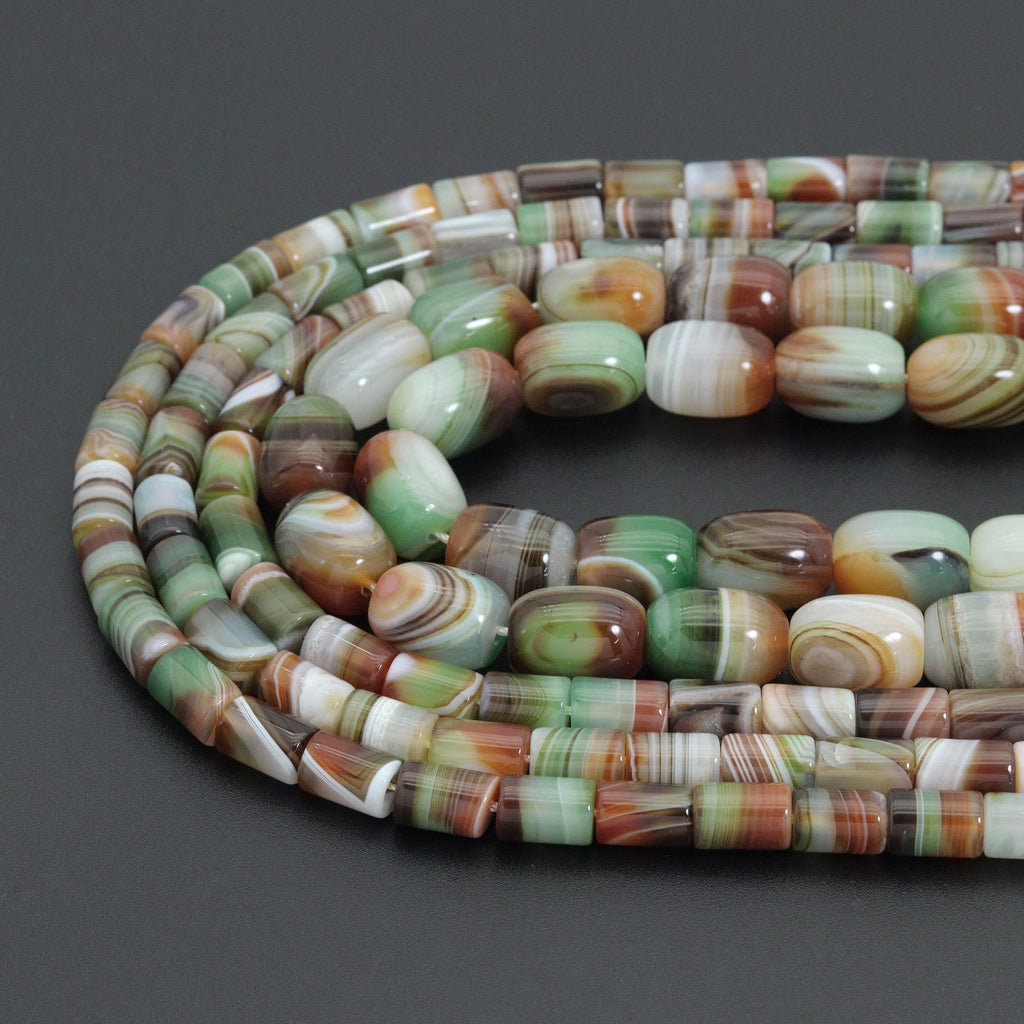 Green Brown Red Cylinder/Barrel Agate, Sku#U2356