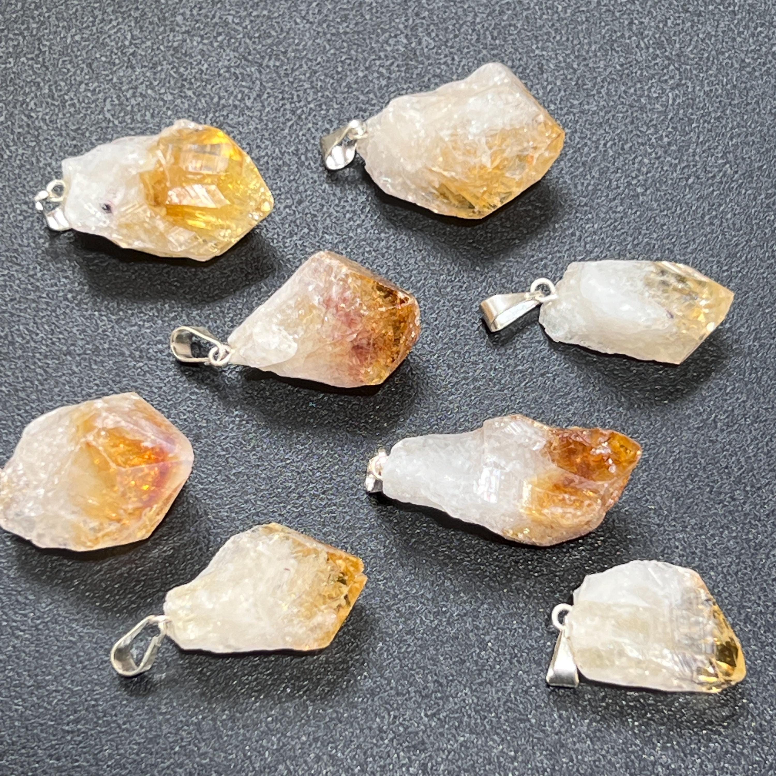 Raw Citrine Crystal Point Pendant