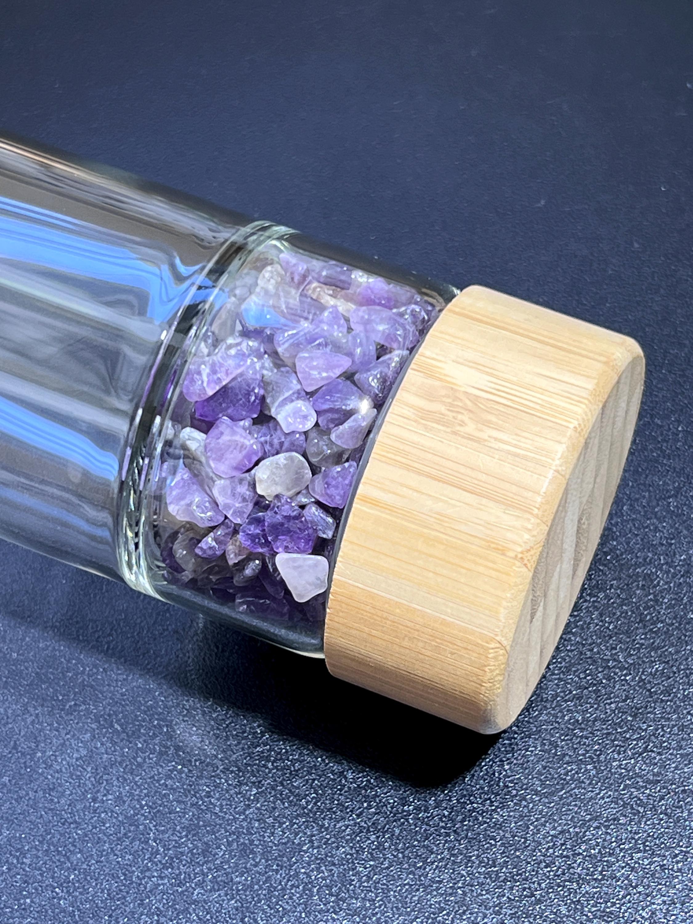 Crystal Gemstone Glass Water Bottle Infuser (Interchangeable Base)