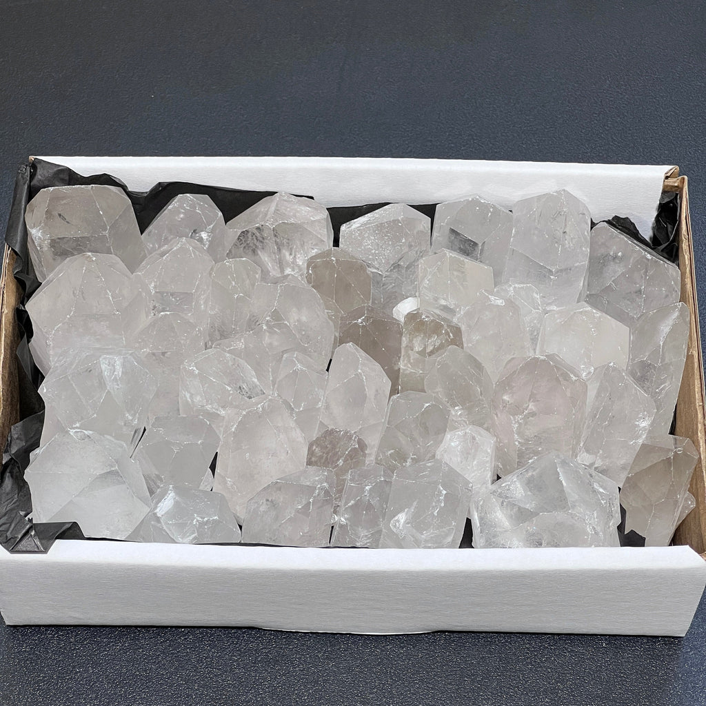 Clear Quartz Crystal Points Boxed Flat