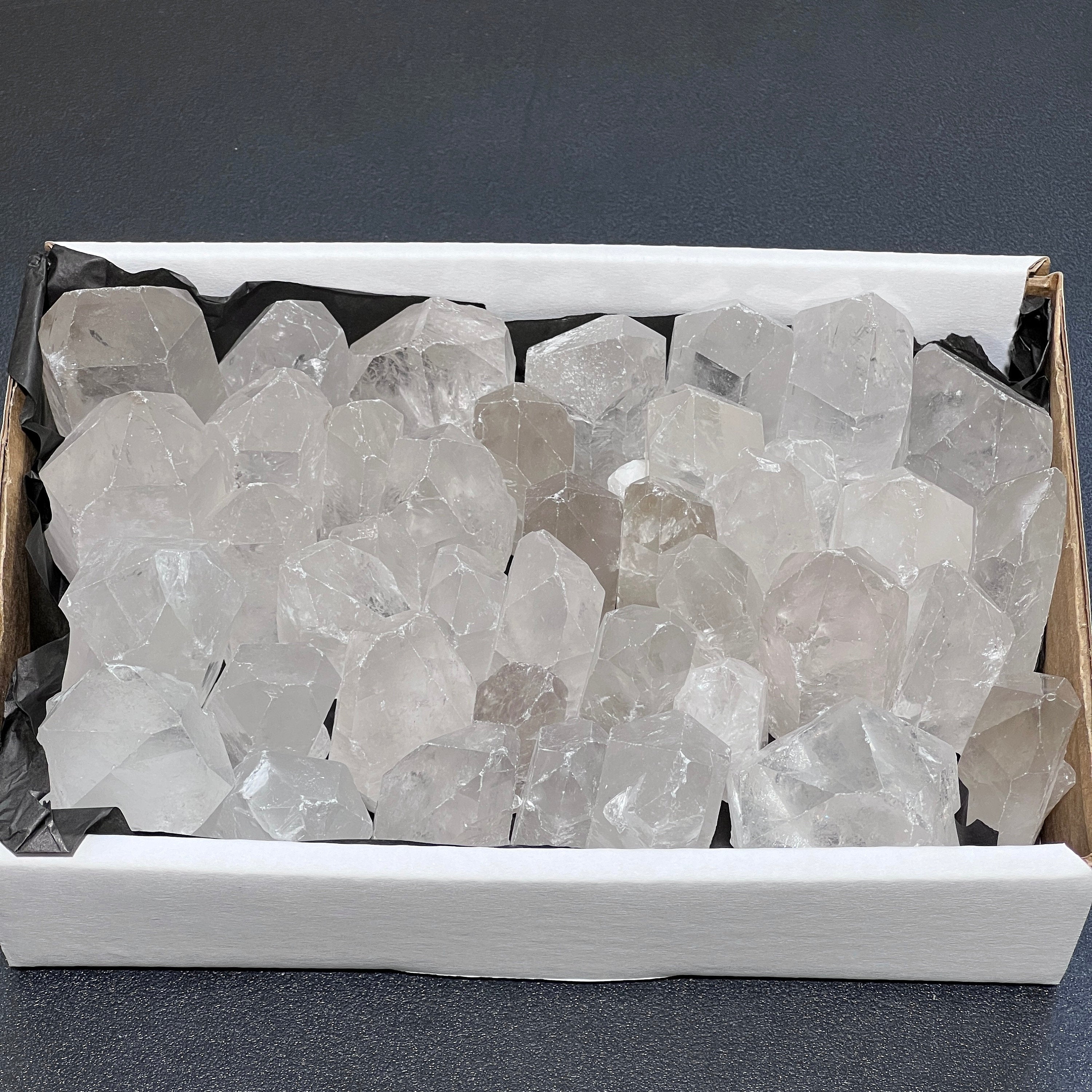 Clear Quartz Crystal Points Boxed Flat