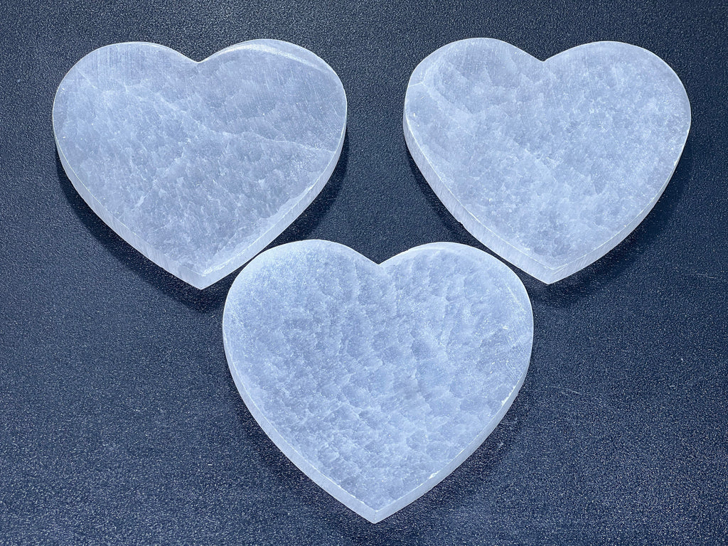 Selenite Crystal Heart Plate (4 Inches)