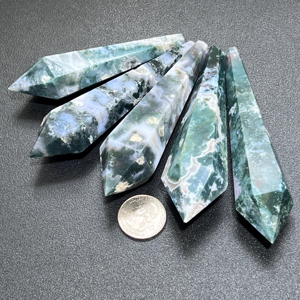 Moss Agate Crystal Point Scepter Wand Large (4.5 Inch Avg)