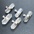 Quartz Crystal Double Terminated Faceted Point Pendant (Silver Plated)