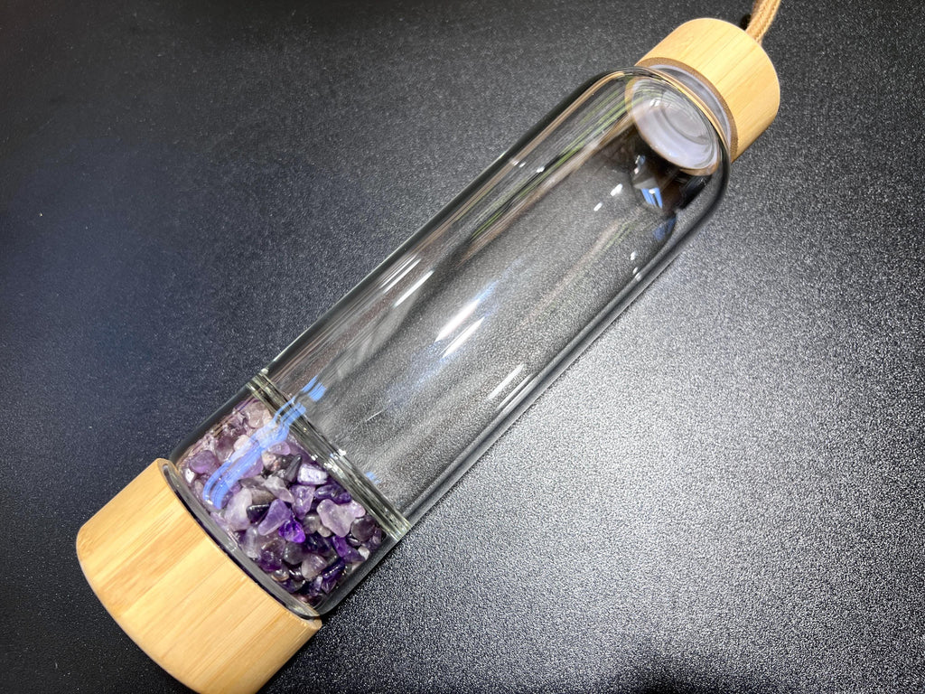 Crystal Gemstone Glass Water Bottle Infuser (Interchangeable Base)