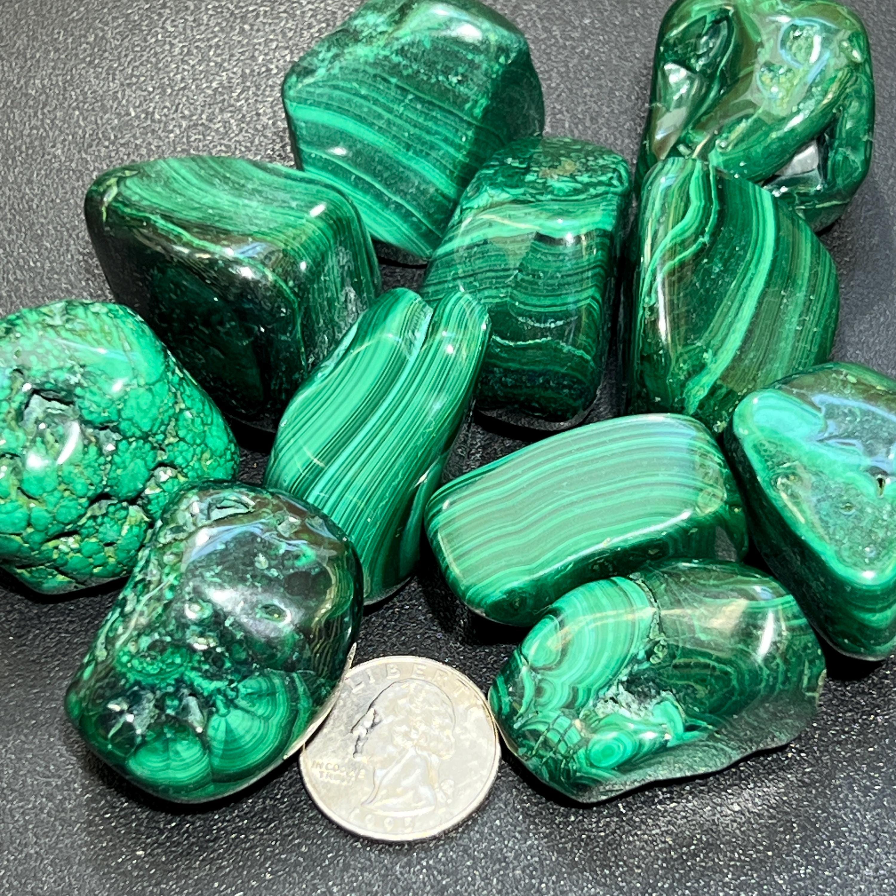 Malachite Tumbled Stones (Large Extra Quality Premium)