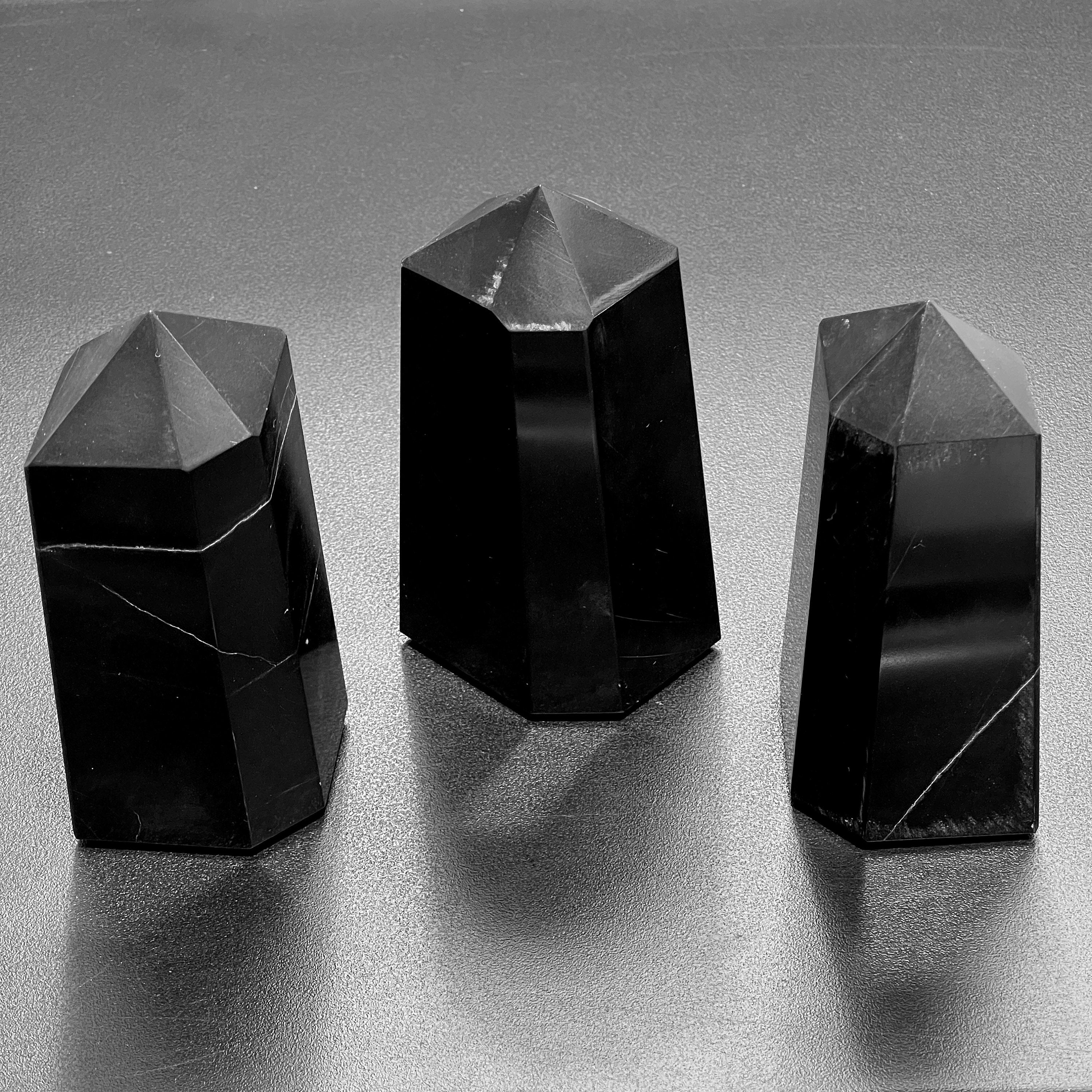 Black Obsidian Volcanic Glass Point Tower Statue