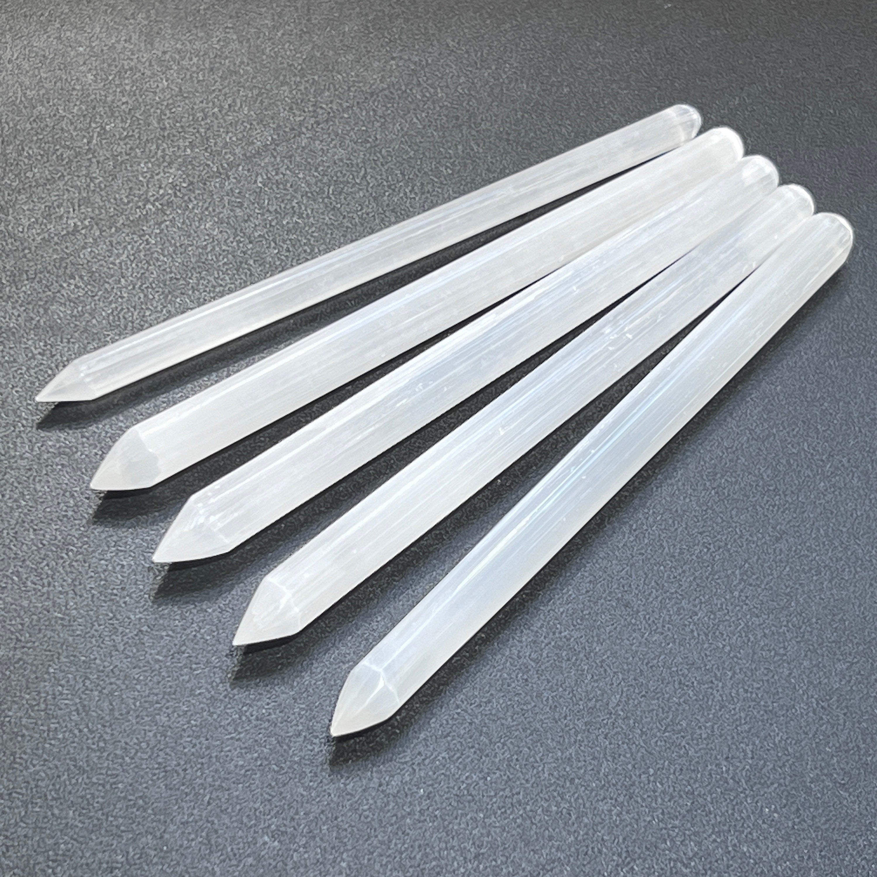 Selenite Crystal Wand Point Thin Pencil Shaped