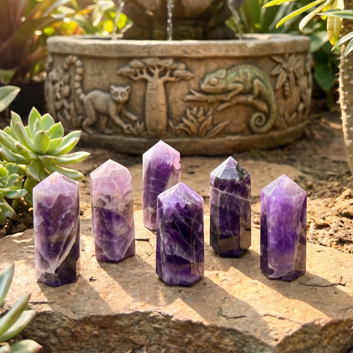Banded Purple Amethyst Crystal Point Tower