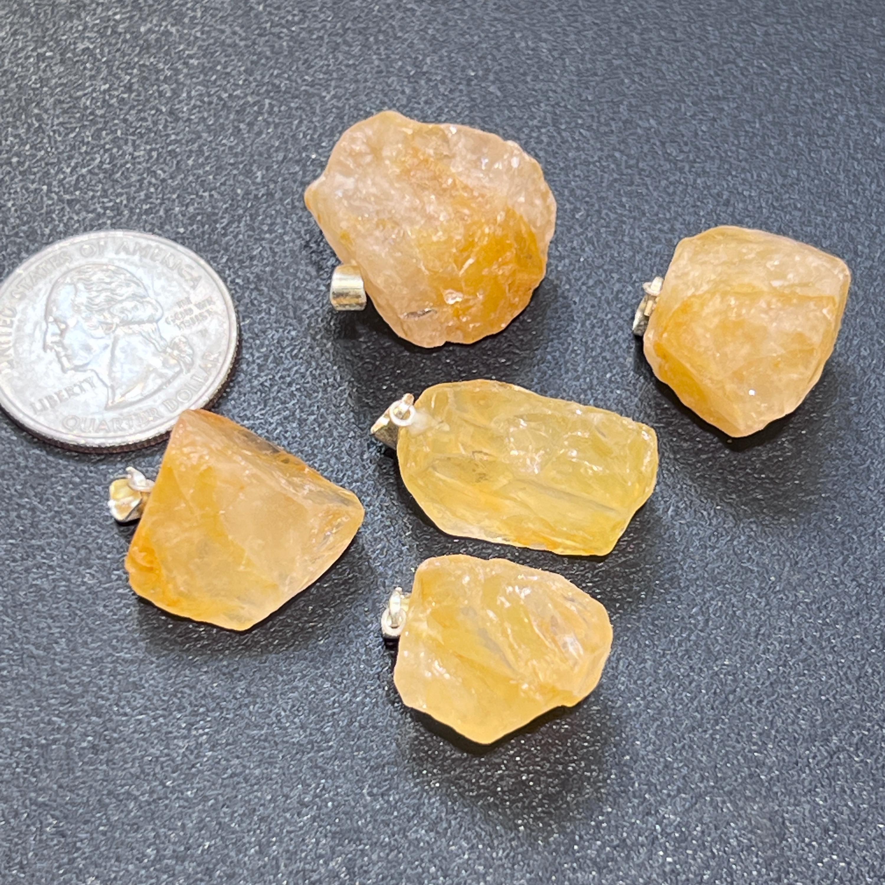 Raw Golden Healer Quartz Crystal Small Pendant