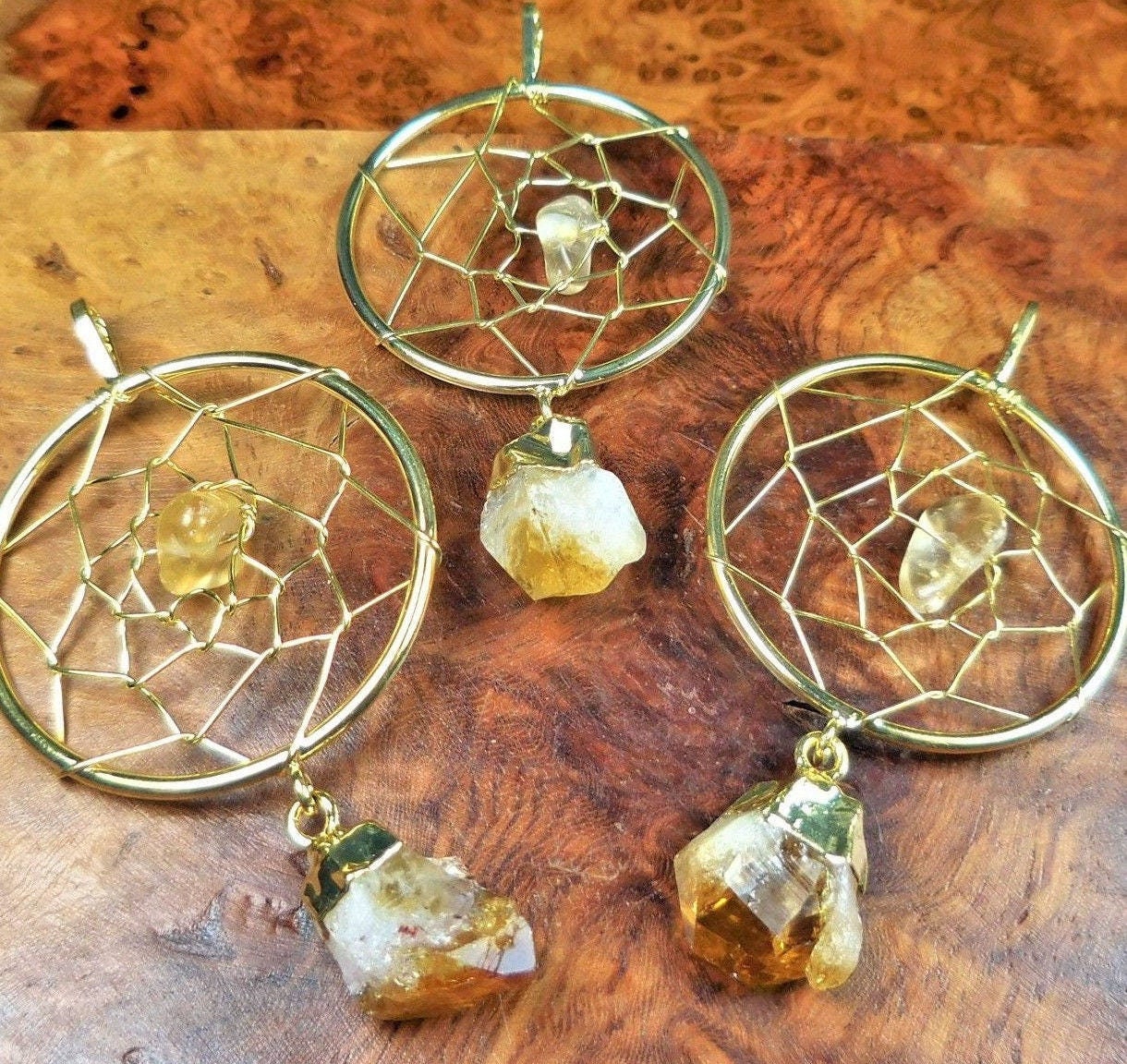 Citrine Crystal Point Dreamcatcher Pendant