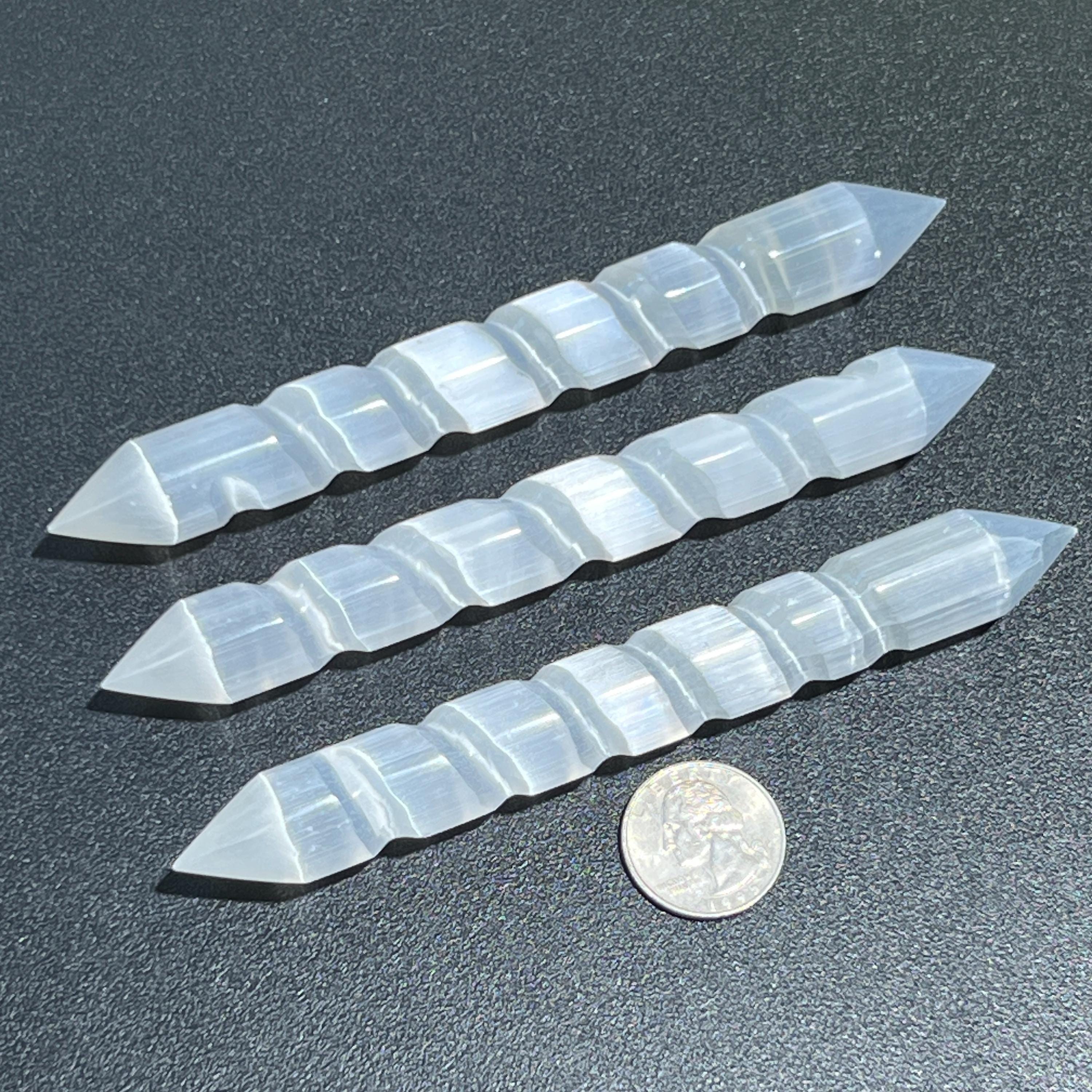 Selenite Crystal Spiral Wand Double Terminated Point