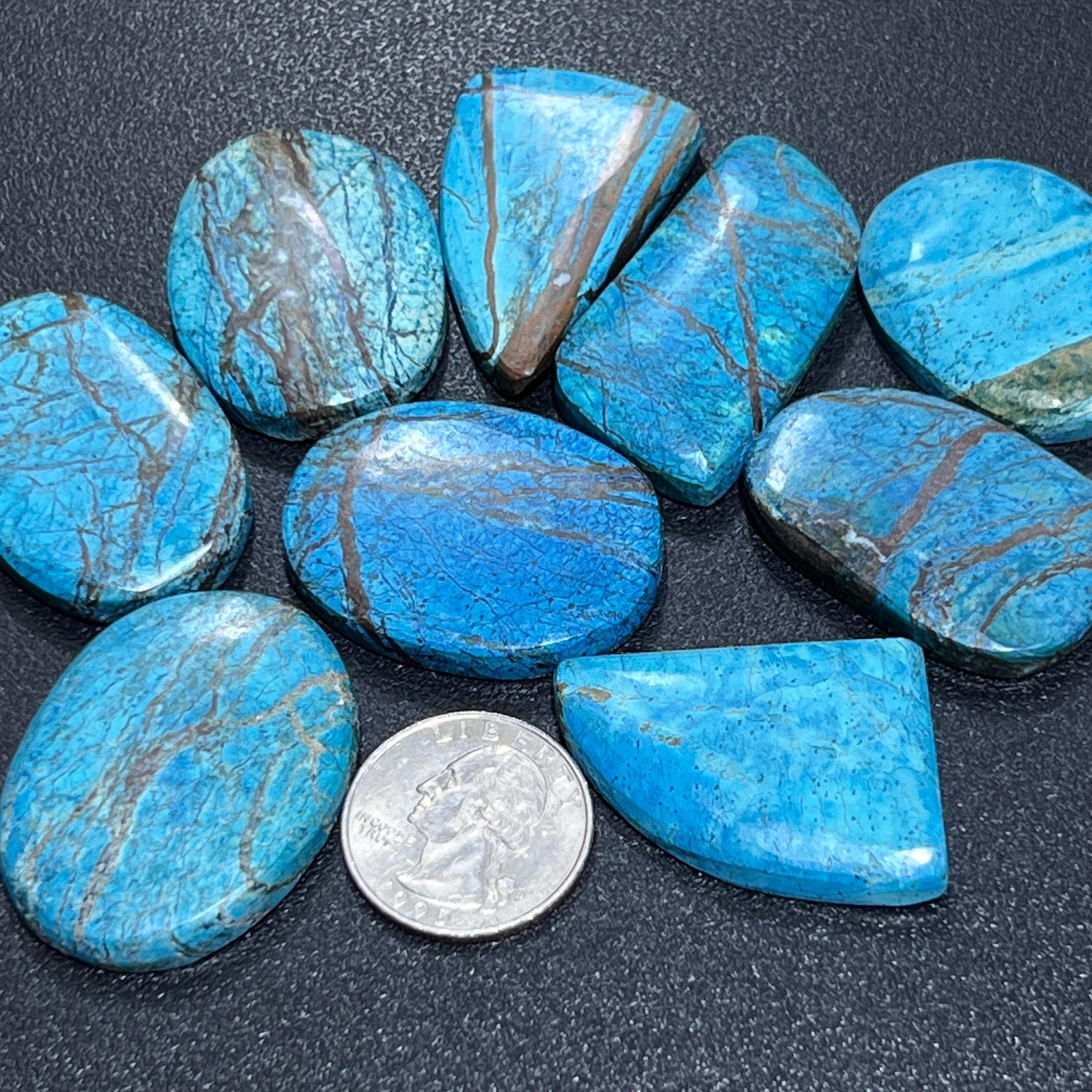 Azurite (Blue Bice) Cabochons Mixed Shapes And Sizes