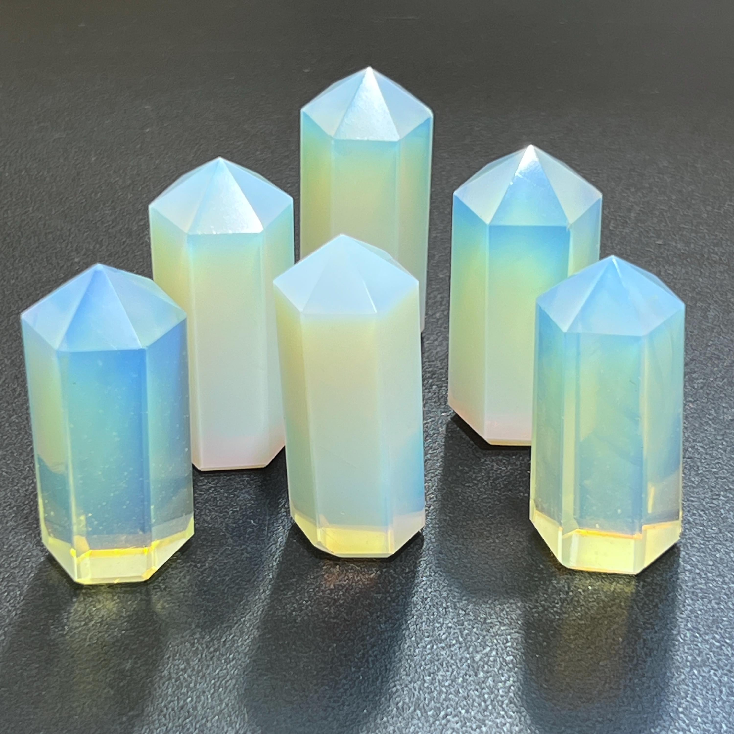 Opalite Glass Crystal Point Tower