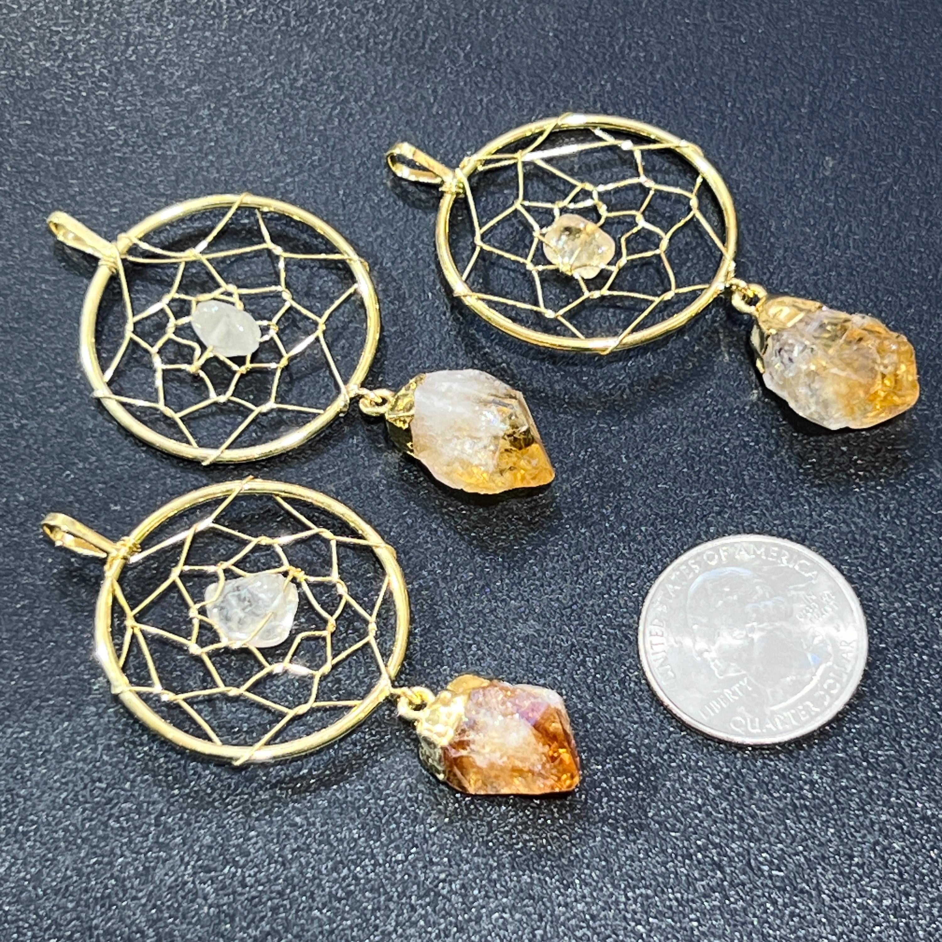 Citrine Crystal Point Dreamcatcher Pendant