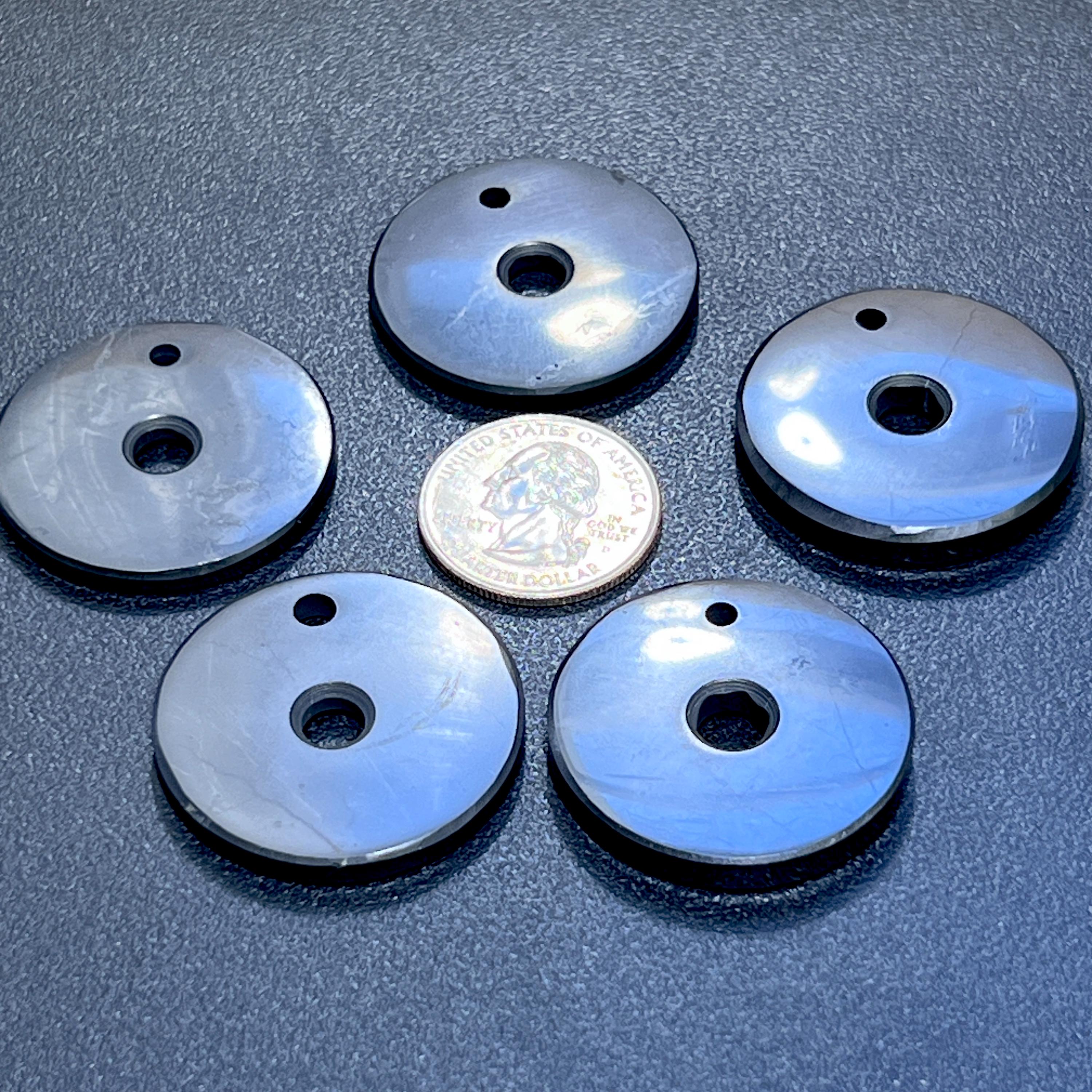 Black Shungite Circle Disc Beads Pendant