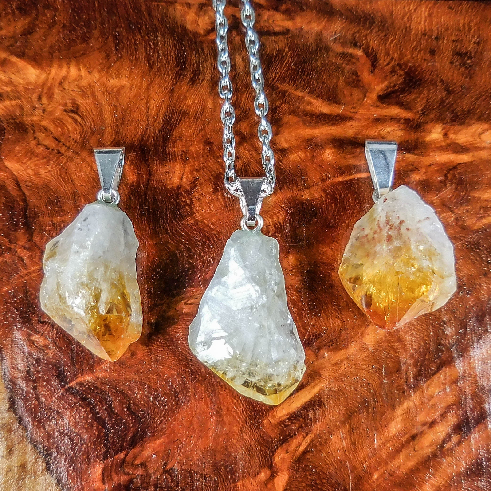 Raw Citrine Crystal Point Pendant
