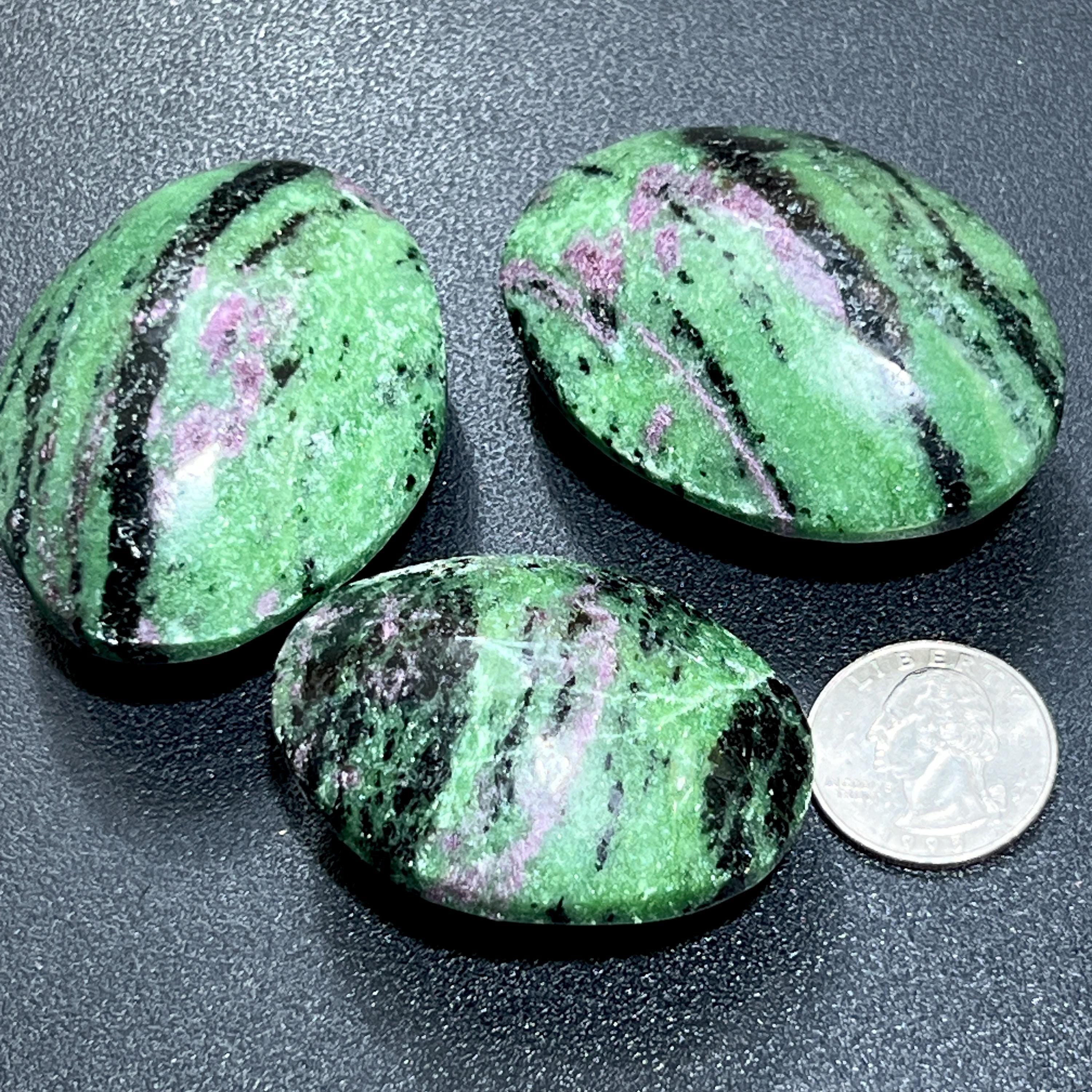 Ruby Zoisite Anyolite Crystal Palm Stones (UV Reactive)