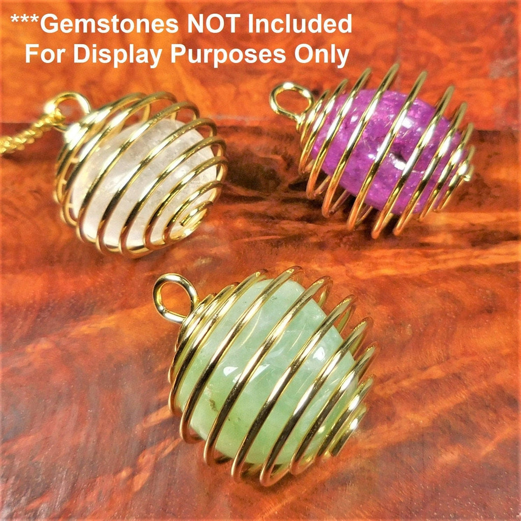 Spiral Cage Crystal Gem Holder Pendants