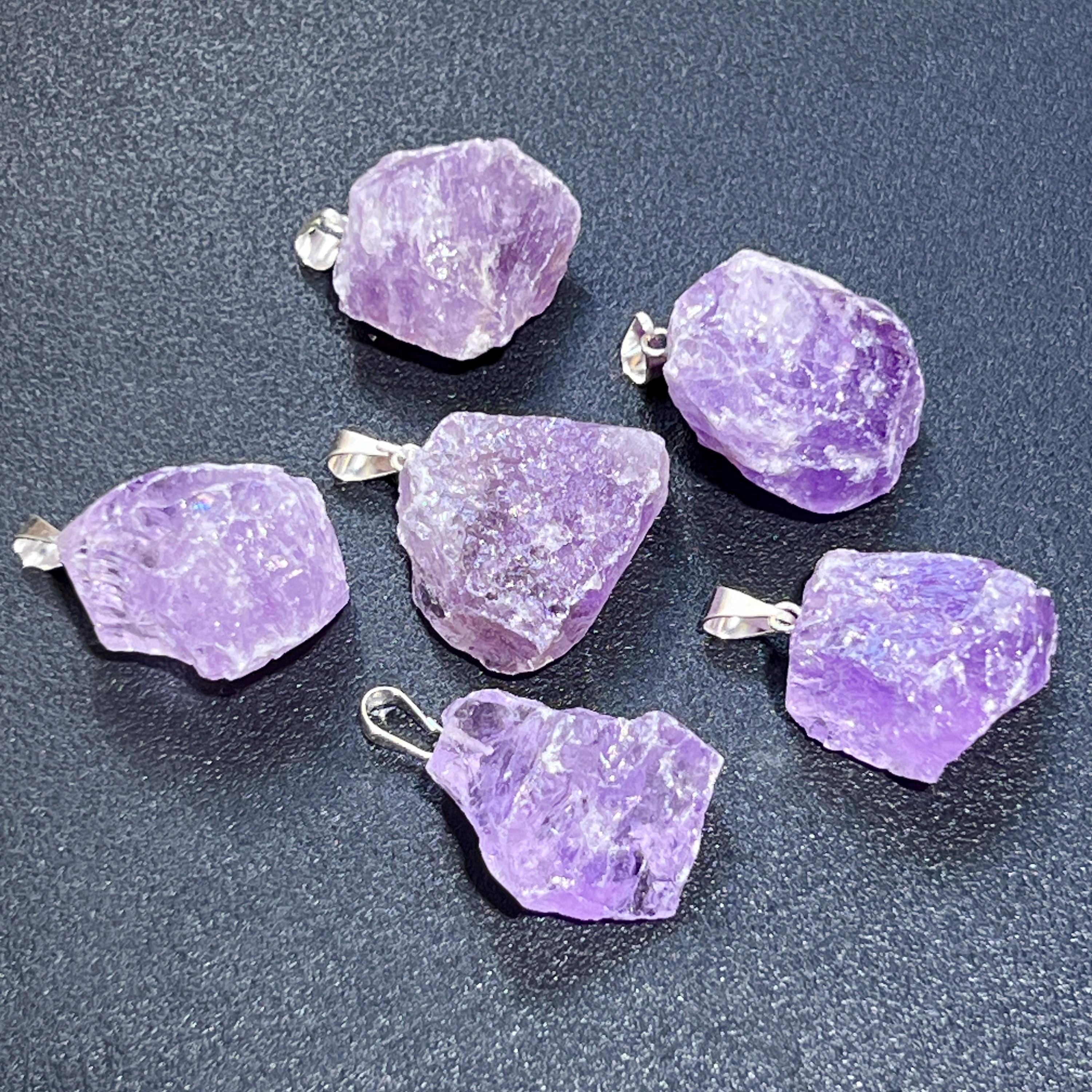 Amethyst Raw Crystal Pendant (Silver Bail)