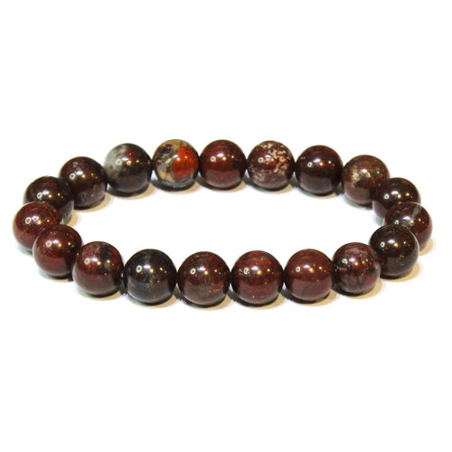 African Bloodstone Round Bead Bracelet - Courageous Vitality