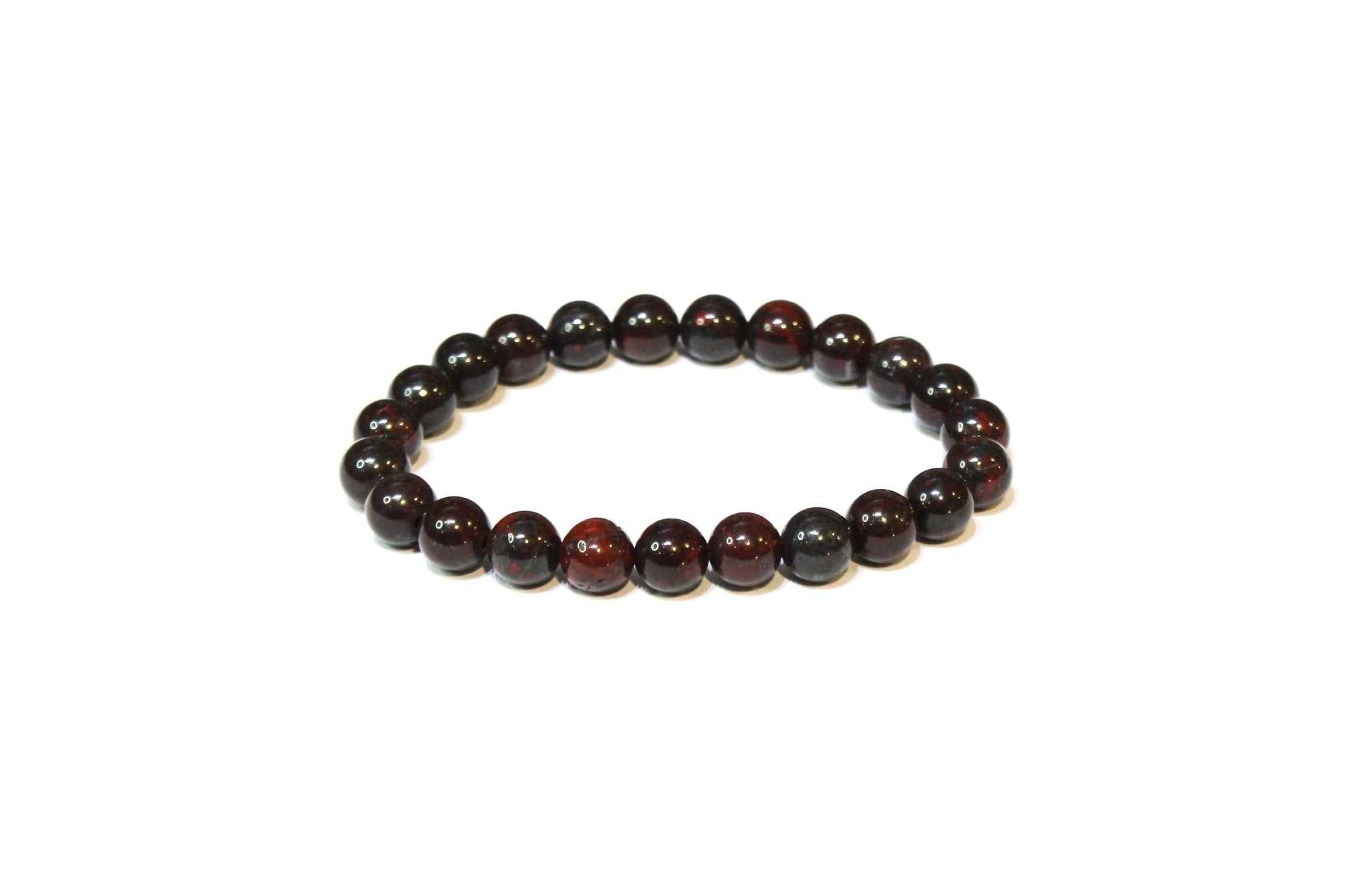 African Bloodstone Round Bead Bracelet - Courageous Vitality