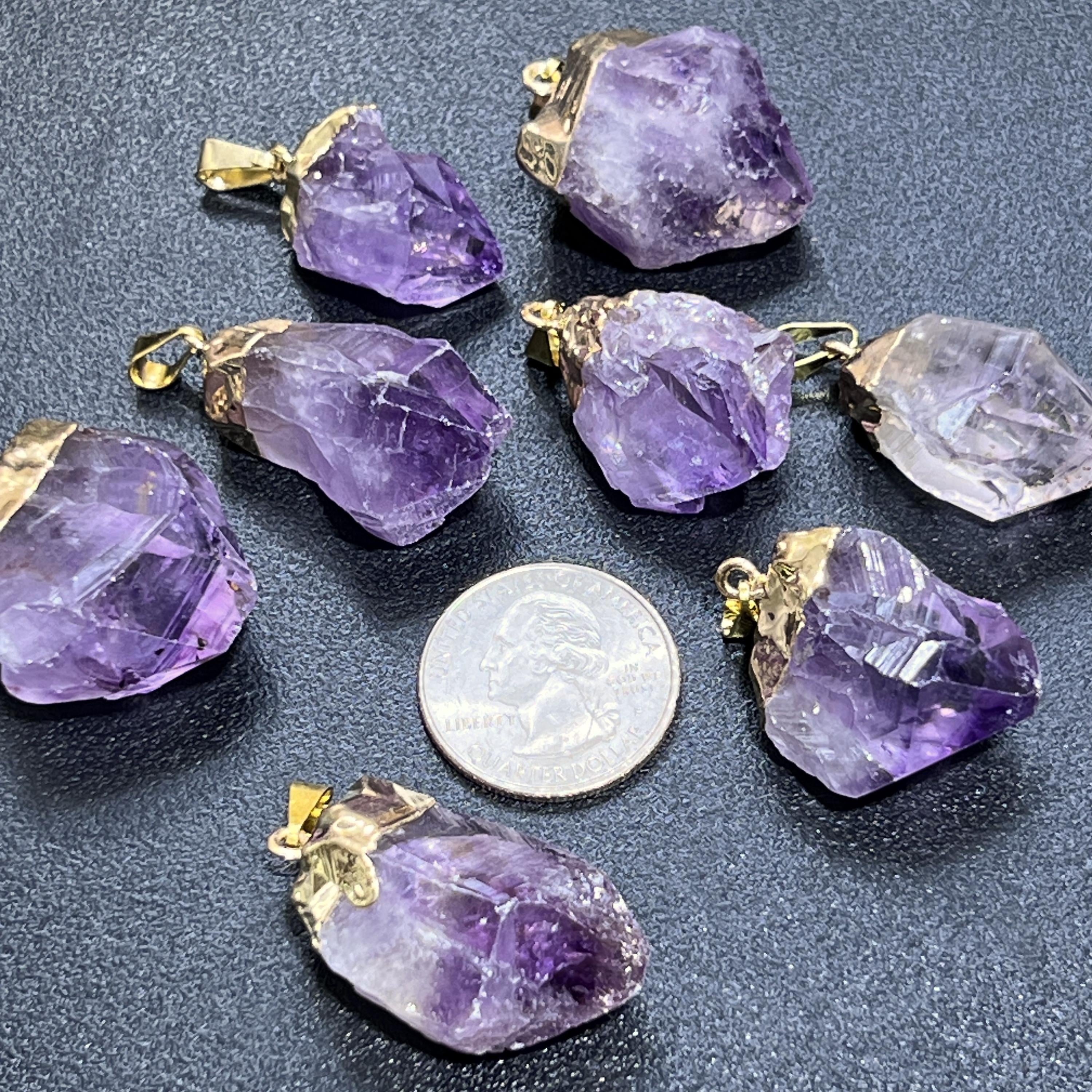 Raw Amethyst Crystal Point Pendant