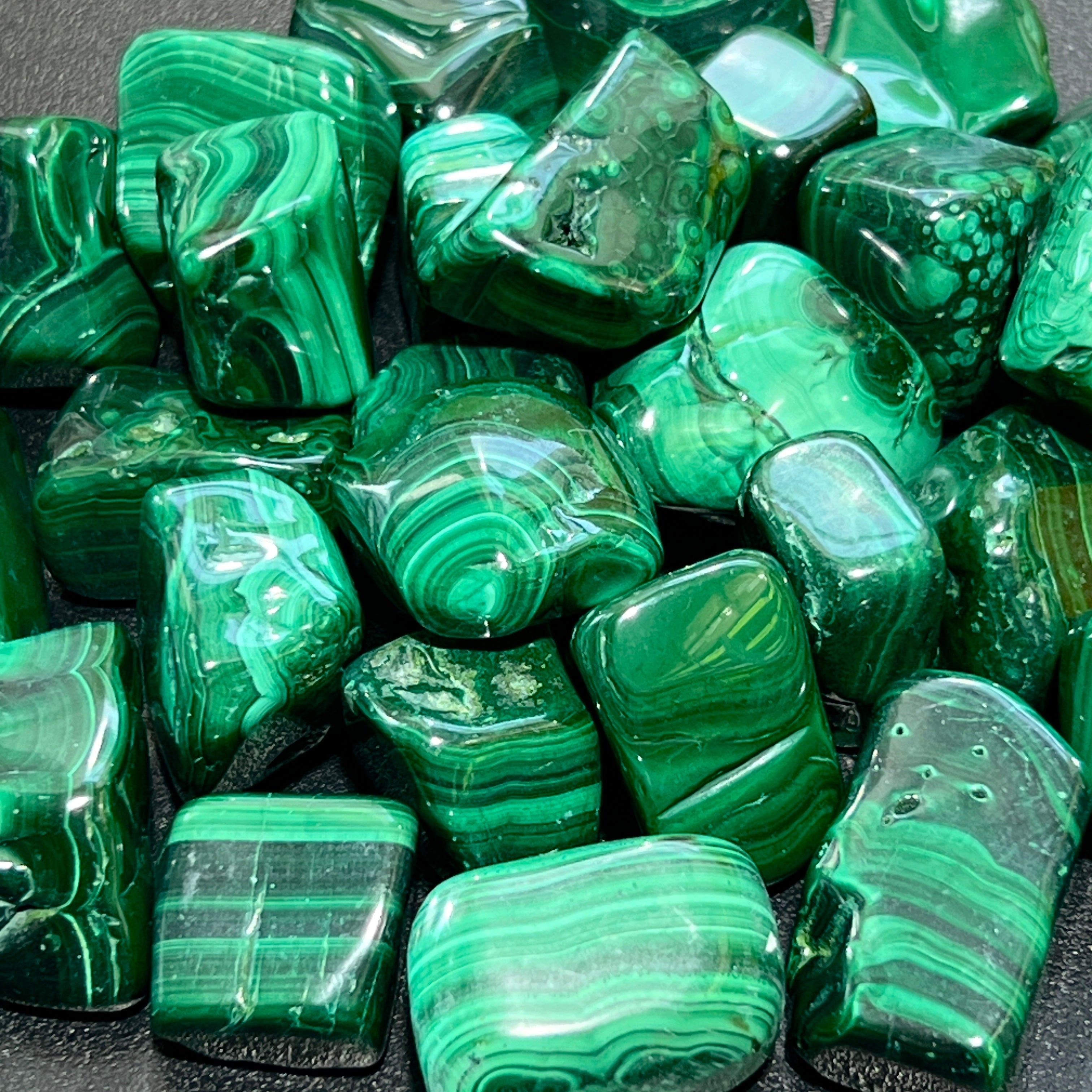 Malachite Tumbled/Polished Natural Gemstones (1/2 lb)