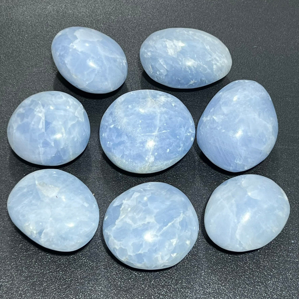 Blue Calcite Large Freeform Palm Stones (2-3 Inches)