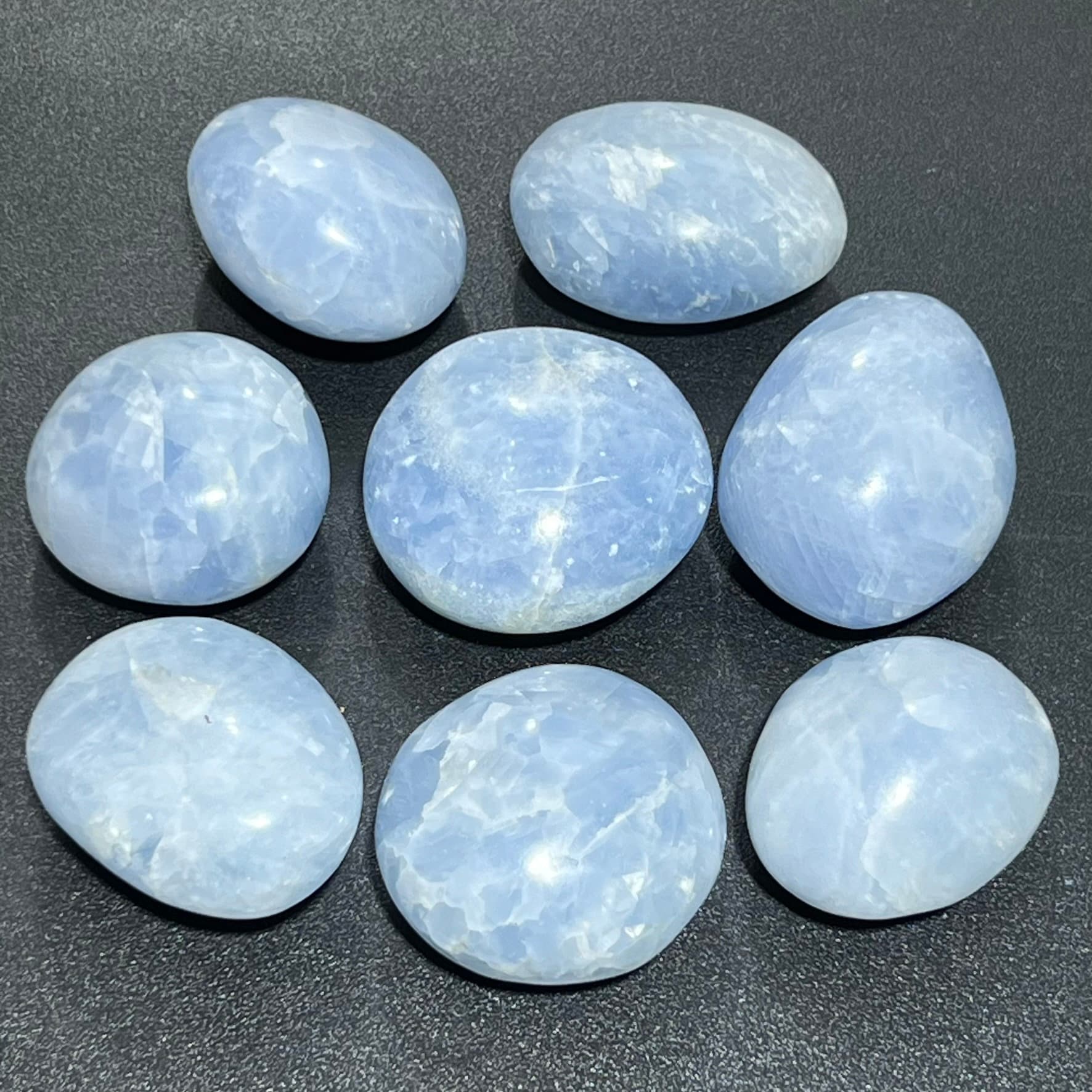 Blue Calcite Large Freeform Palm Stones (2-3 Inches)